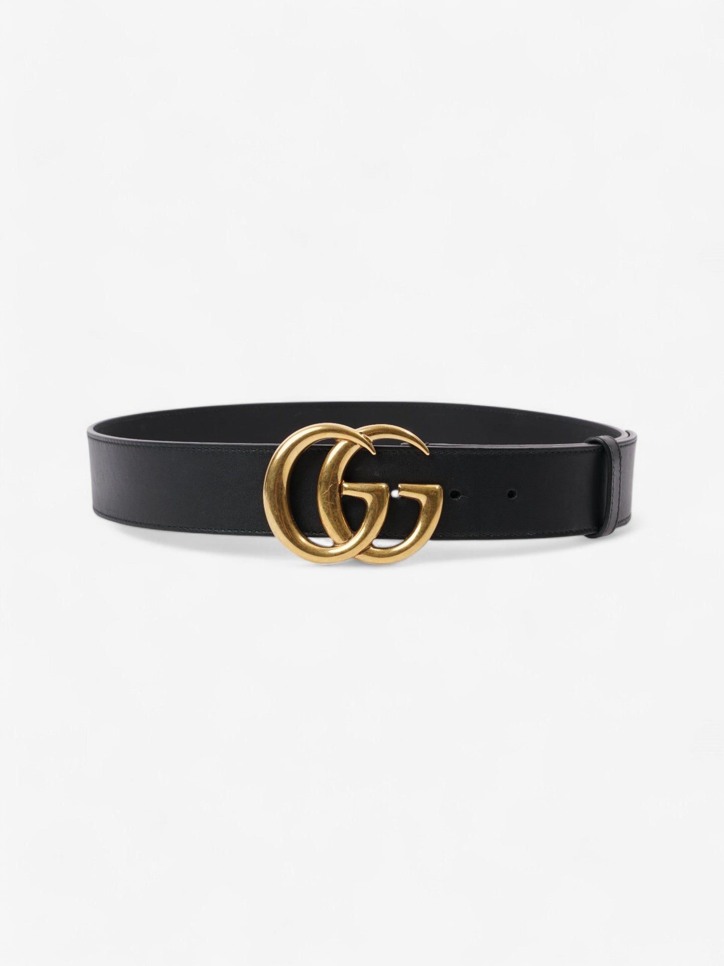 Gucci GG Marmont Wide Belt Black / Gold Leather 85cm / 34"