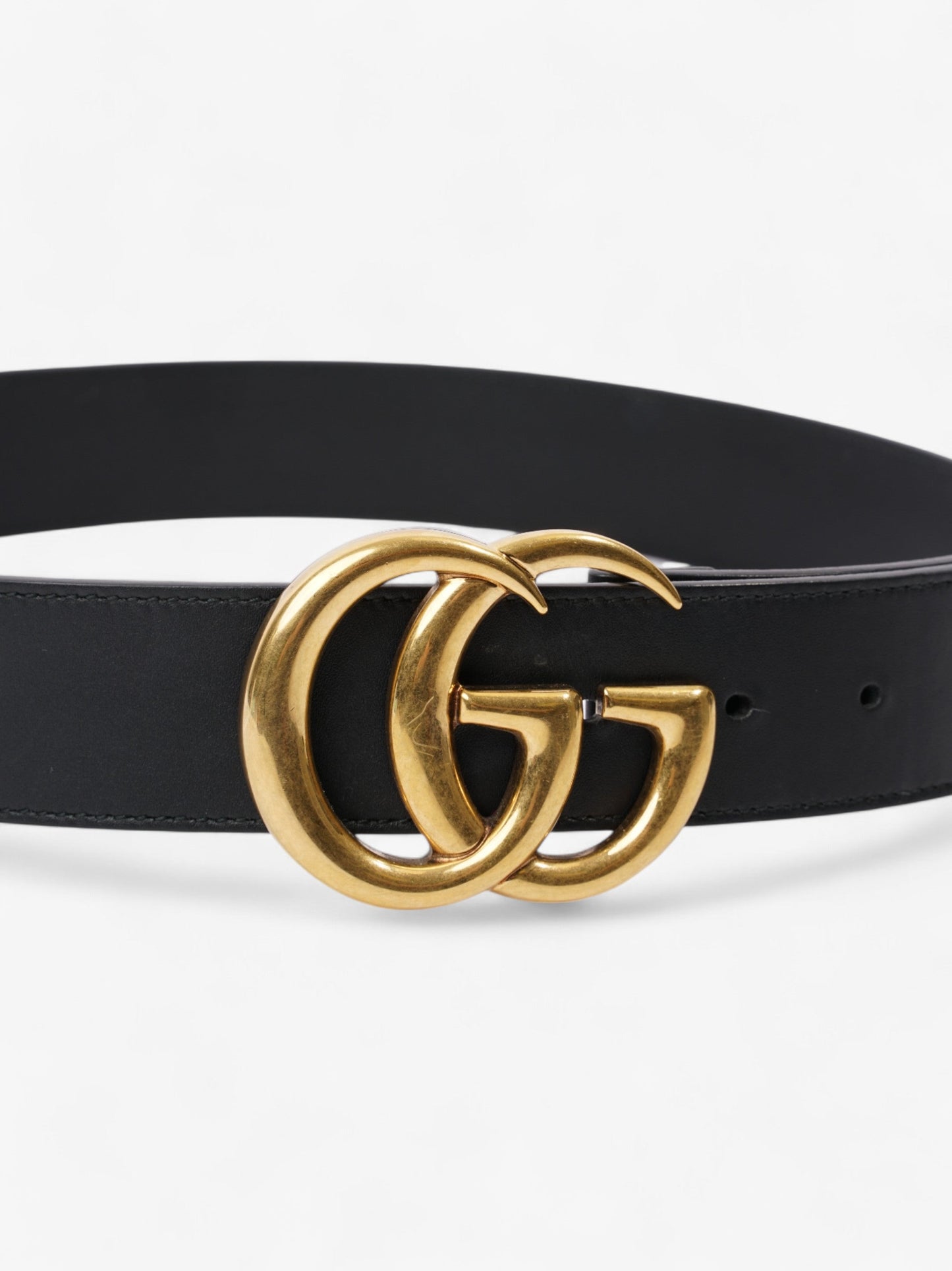 Gucci GG Marmont Wide Belt Black / Gold Leather 85cm / 34"