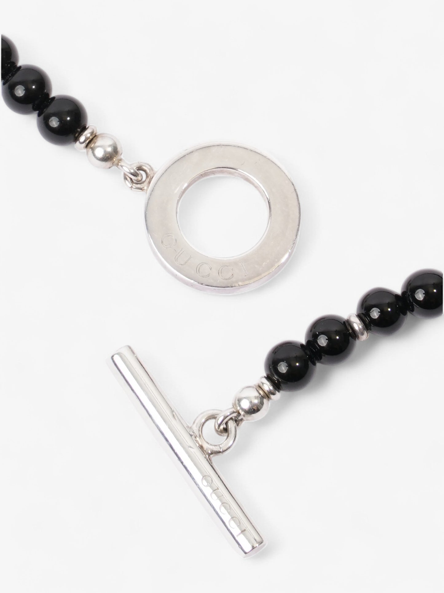 Gucci Beaded Necklace Black / Silver Silver Sterling