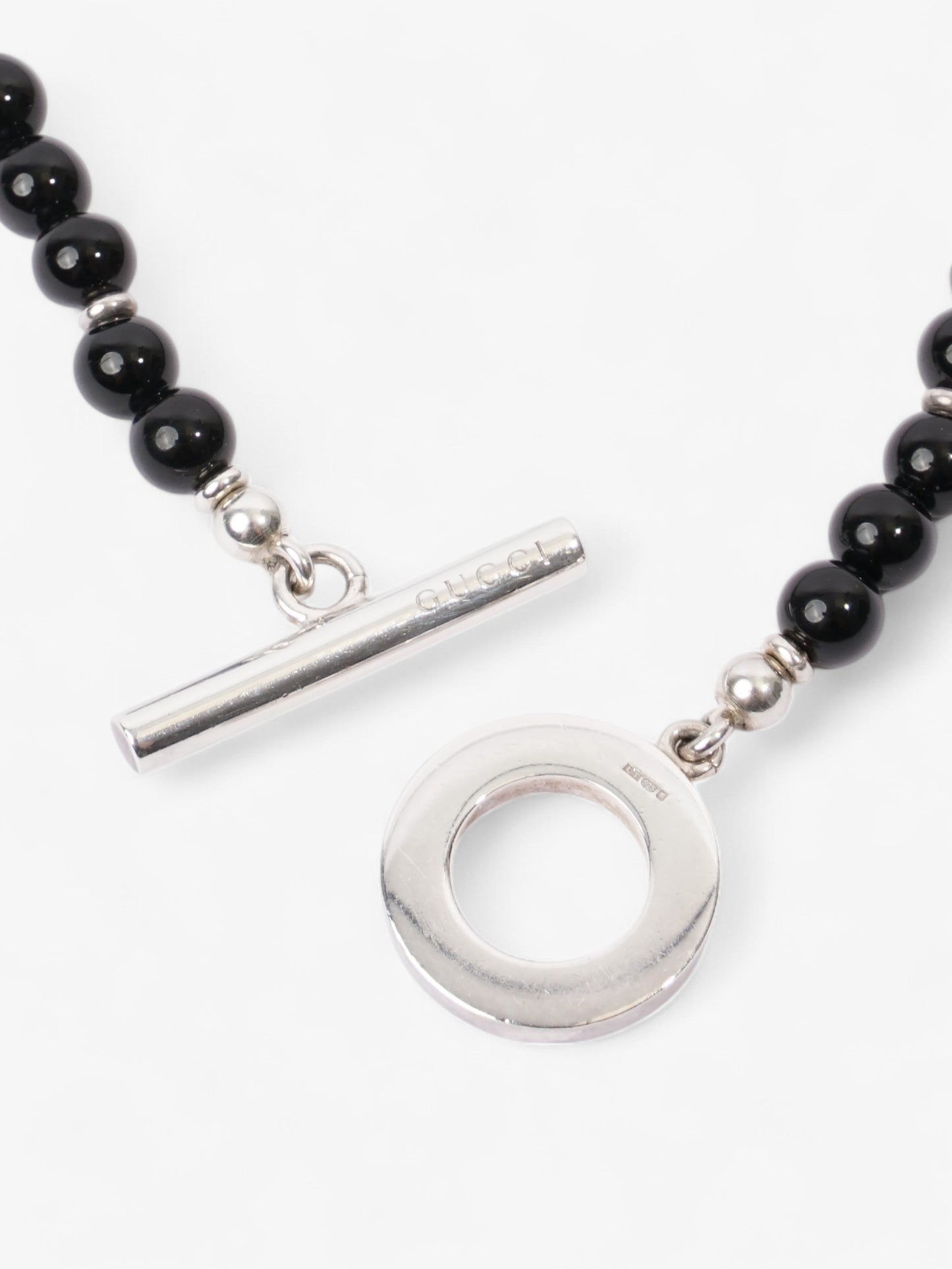 Gucci Beaded Necklace Black / Silver Silver Sterling