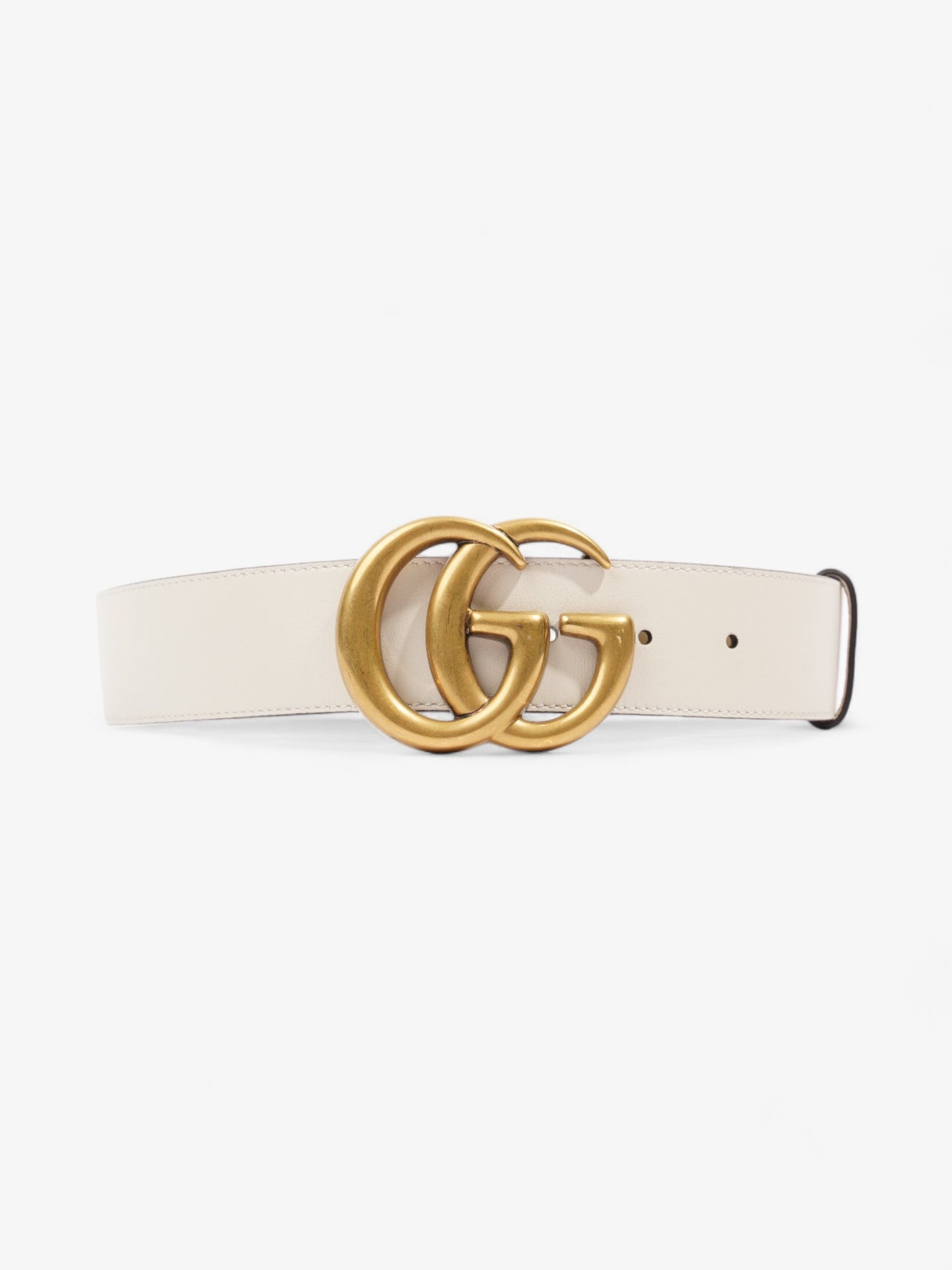 Gucci GG Marmont Wide Belt White Leather 400593