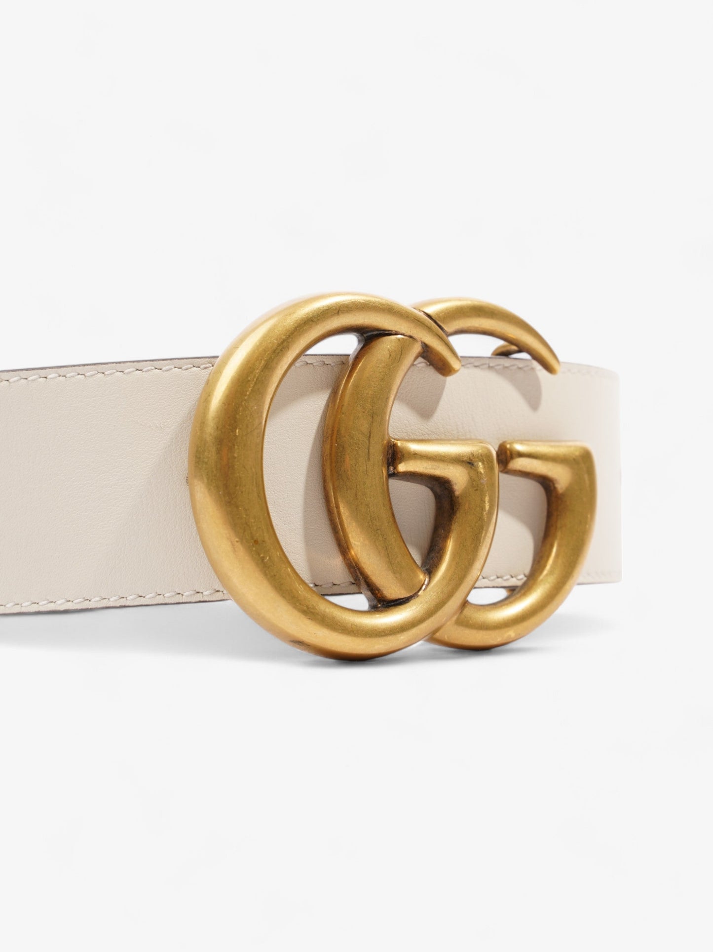 Gucci GG Marmont Wide Belt White Leather 400593