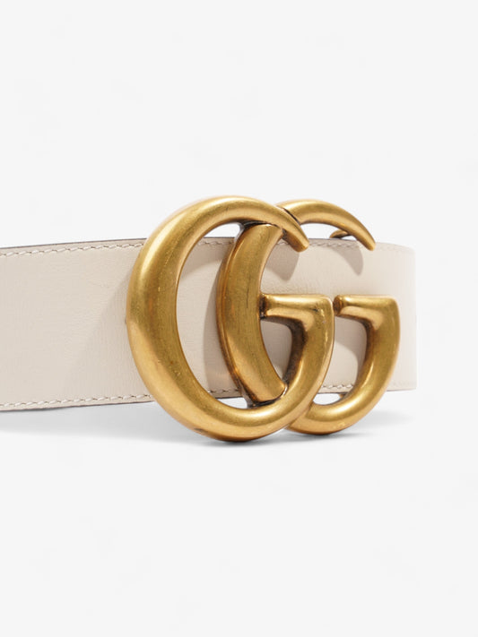 Gucci GG Marmont Wide Belt White Leather 400593