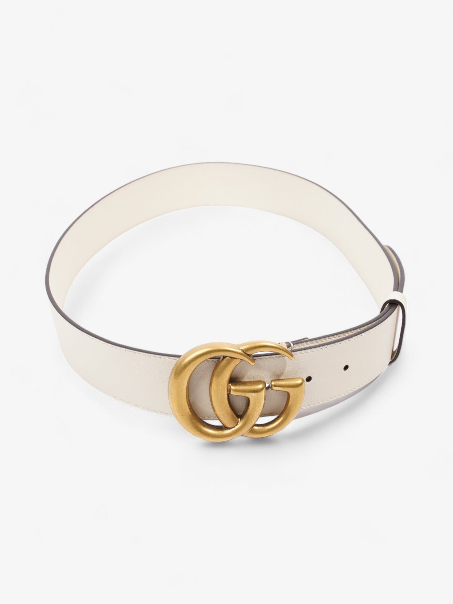 Gucci GG Marmont Wide Belt White Leather 400593