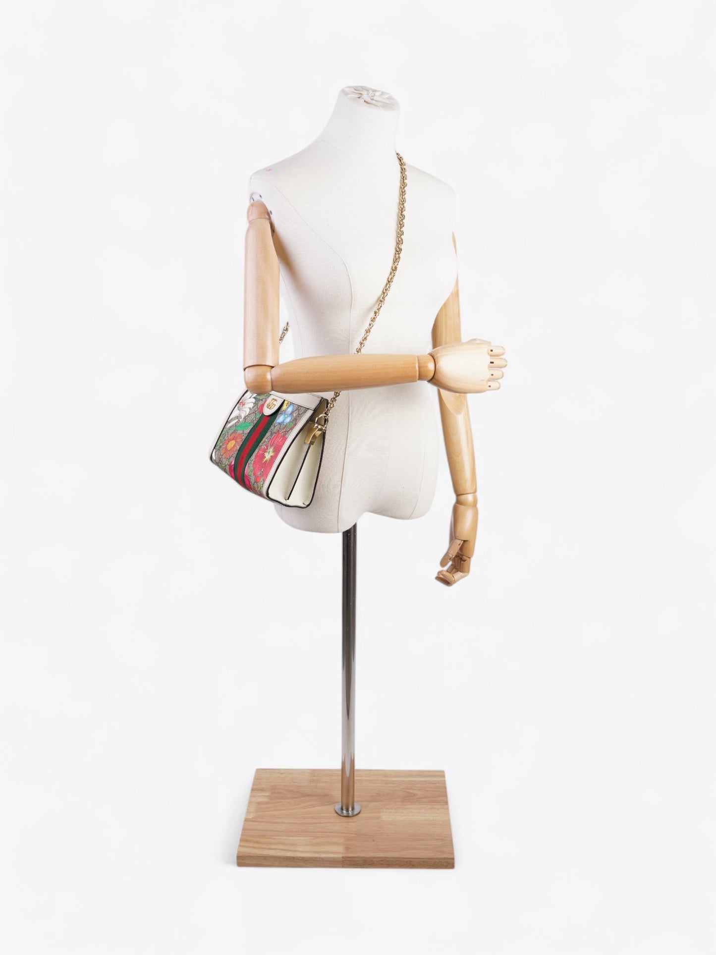 Gucci Ophidia Chain White / GG Flora Coated Canvas Small