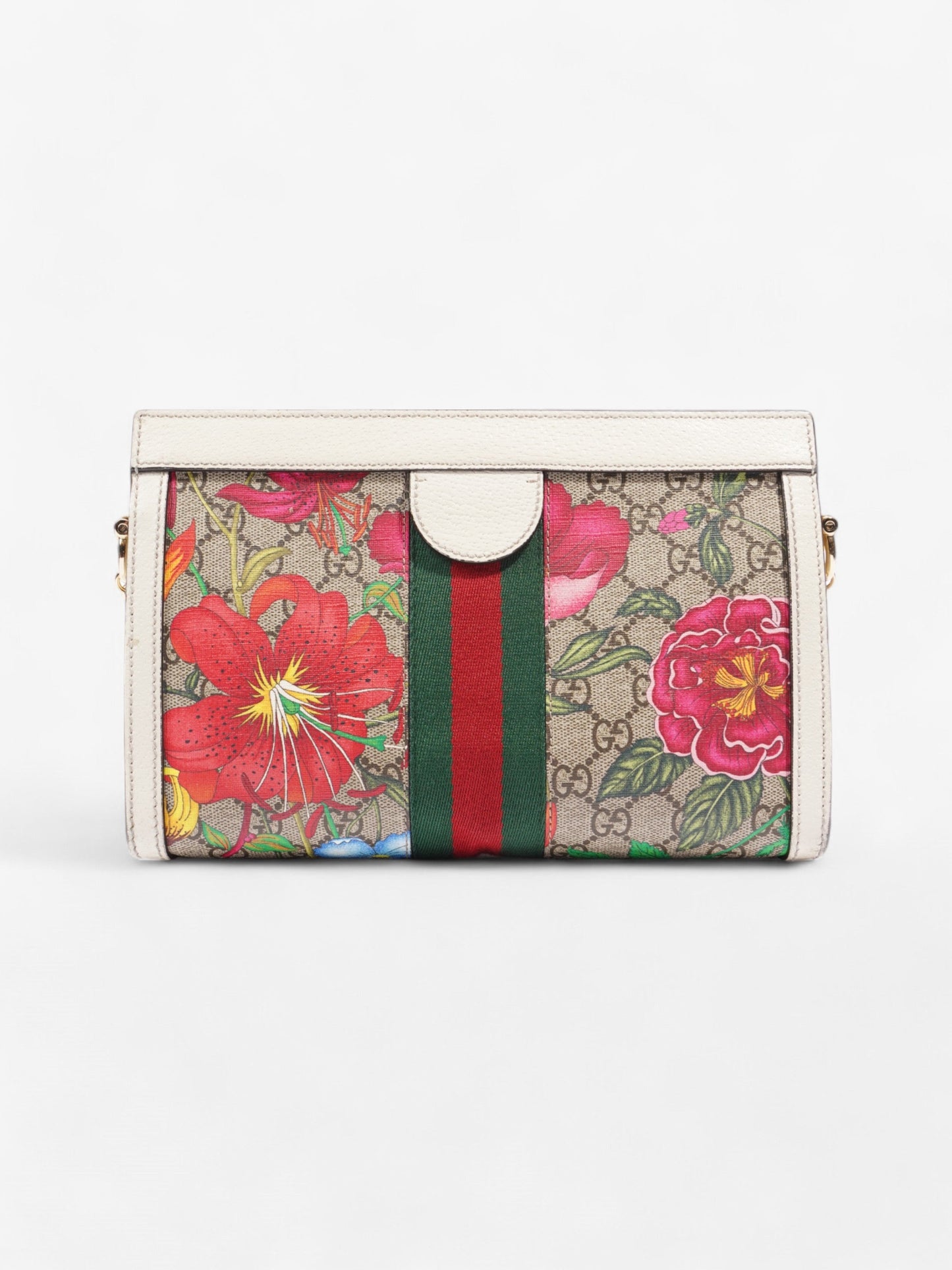 Gucci Ophidia Chain White / GG Flora Coated Canvas Small