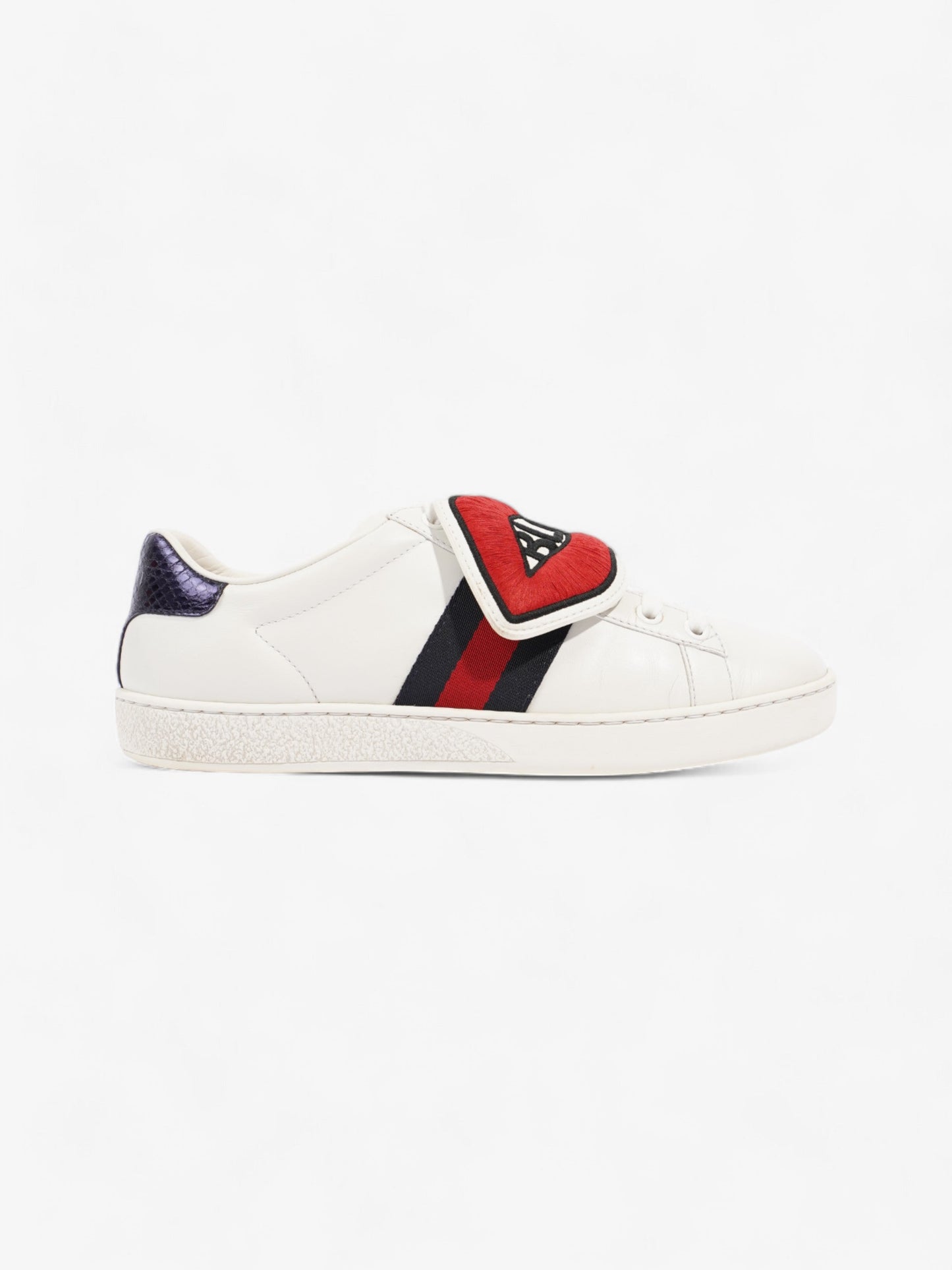 Gucci Ace 'Blind For Love" White / Red / Navy Leather EU 36.5 UK 3.5