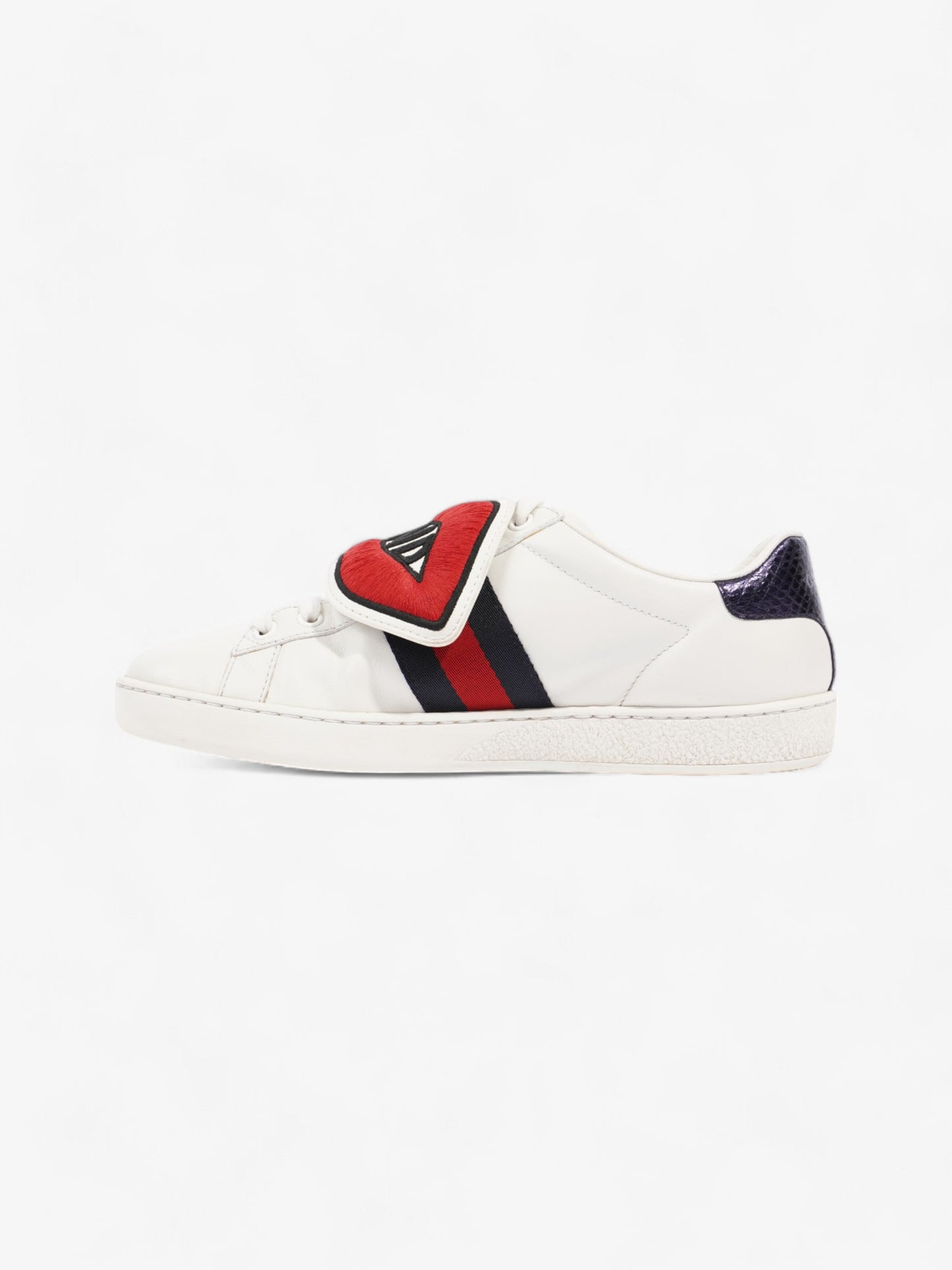Gucci Ace 'Blind For Love" White / Red / Navy Leather EU 36.5 UK 3.5