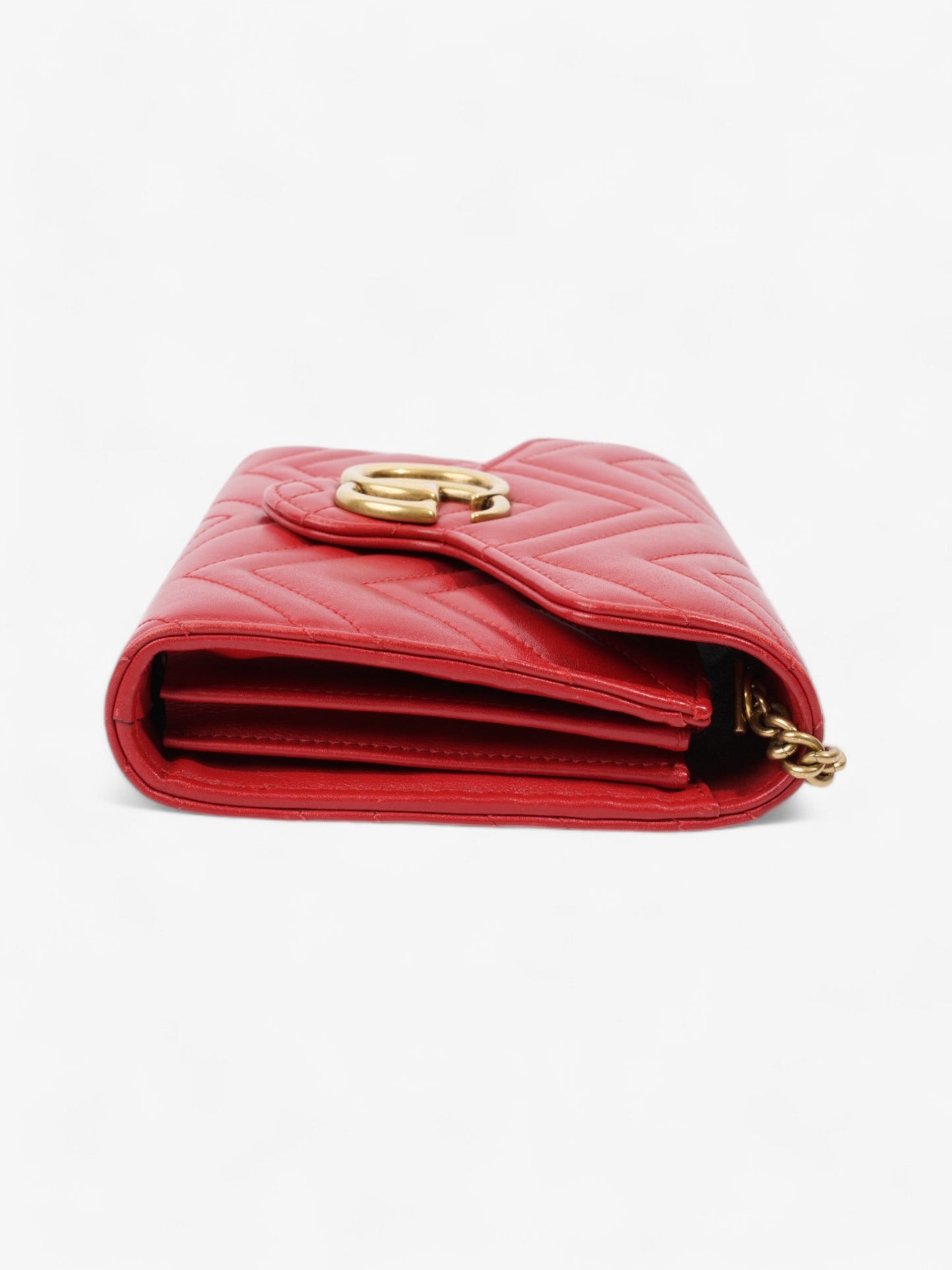 Gucci GG Marmont Chain Wallet Red Calfskin Leather 58
