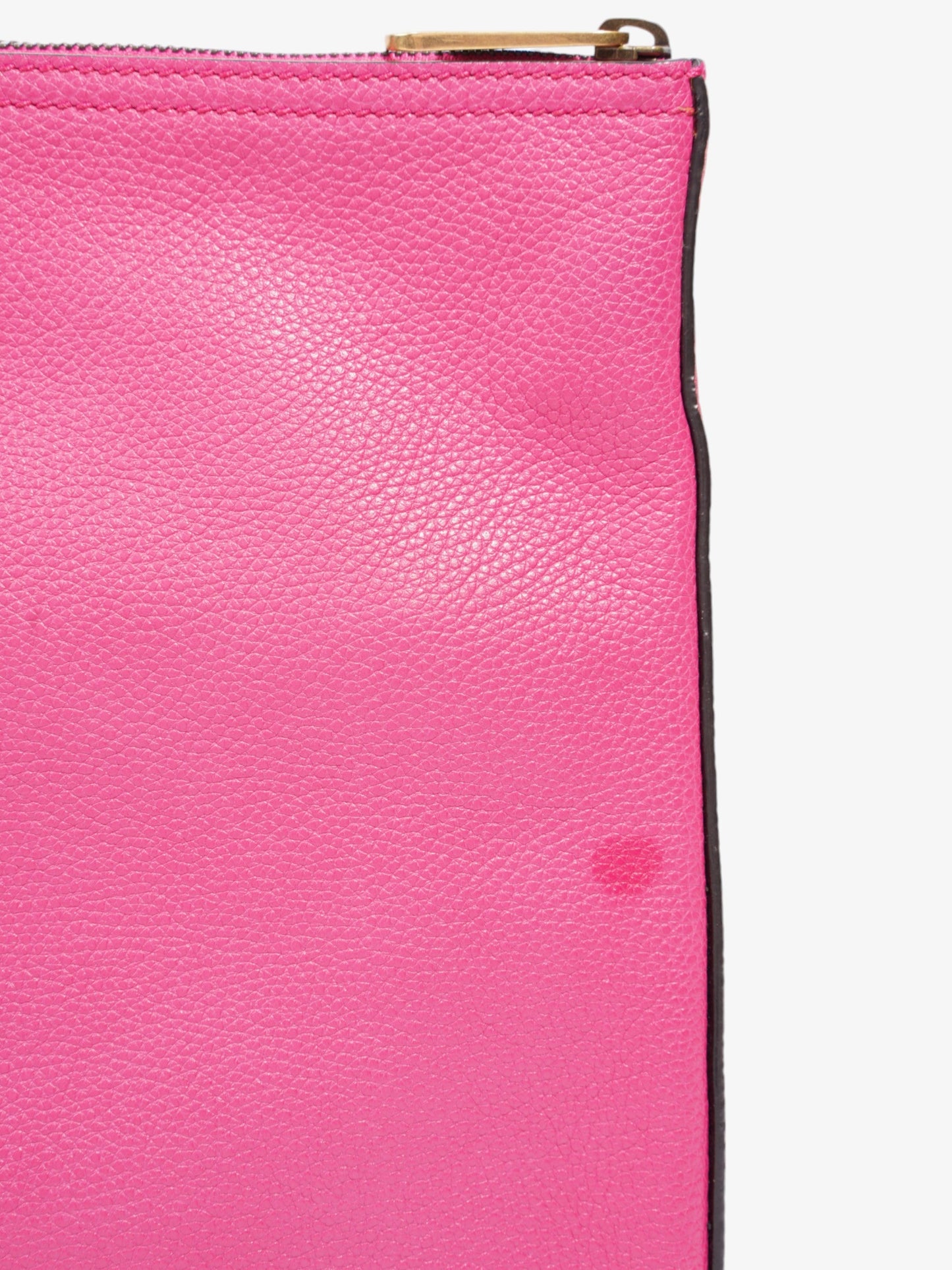 Gucci Vintage Logo Clutch Neon Pink / Green / Red Grained Leather