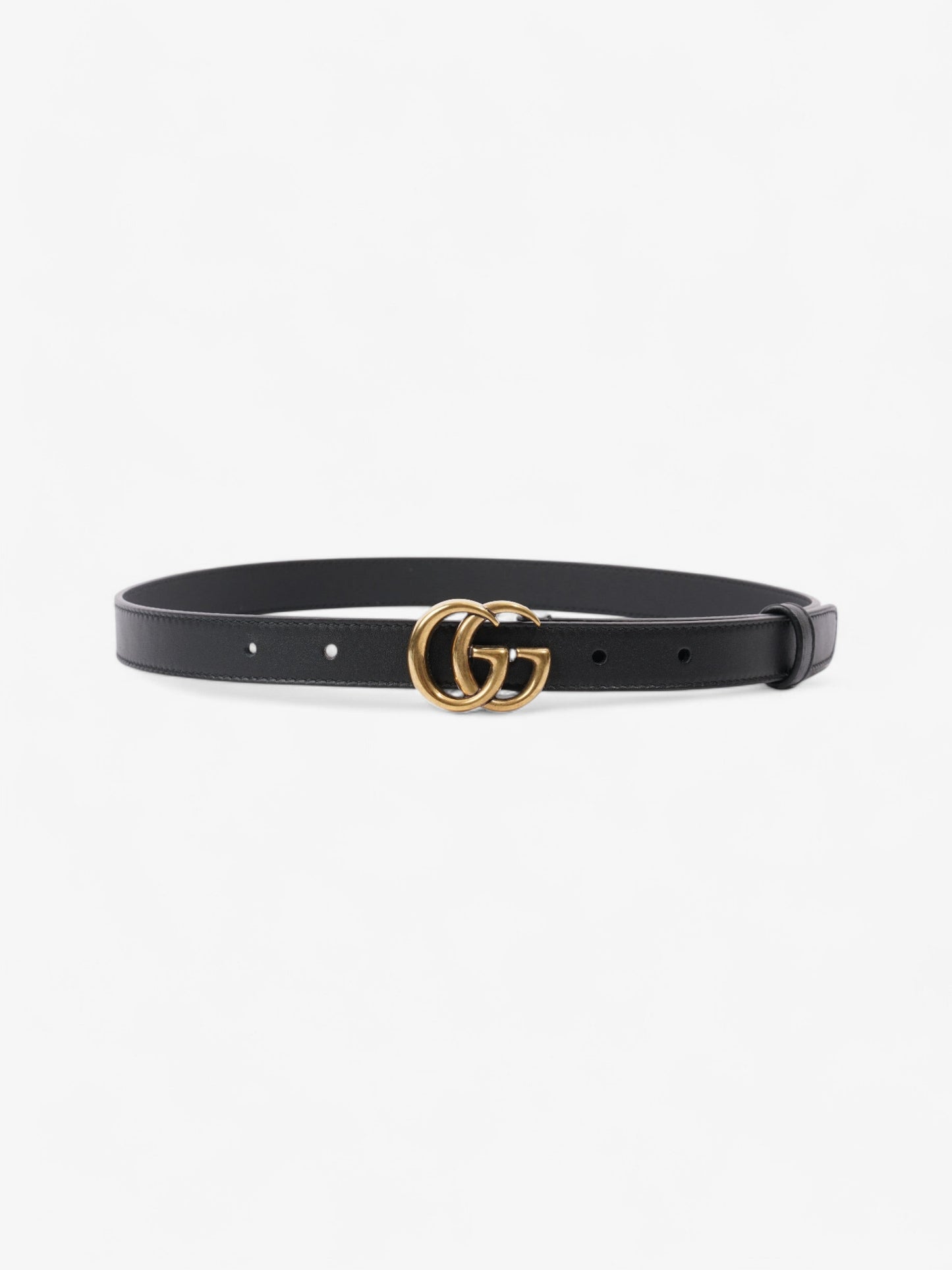 Gucci GG Marmont Thin Belt Black / Gold Leather 70cm / 28"