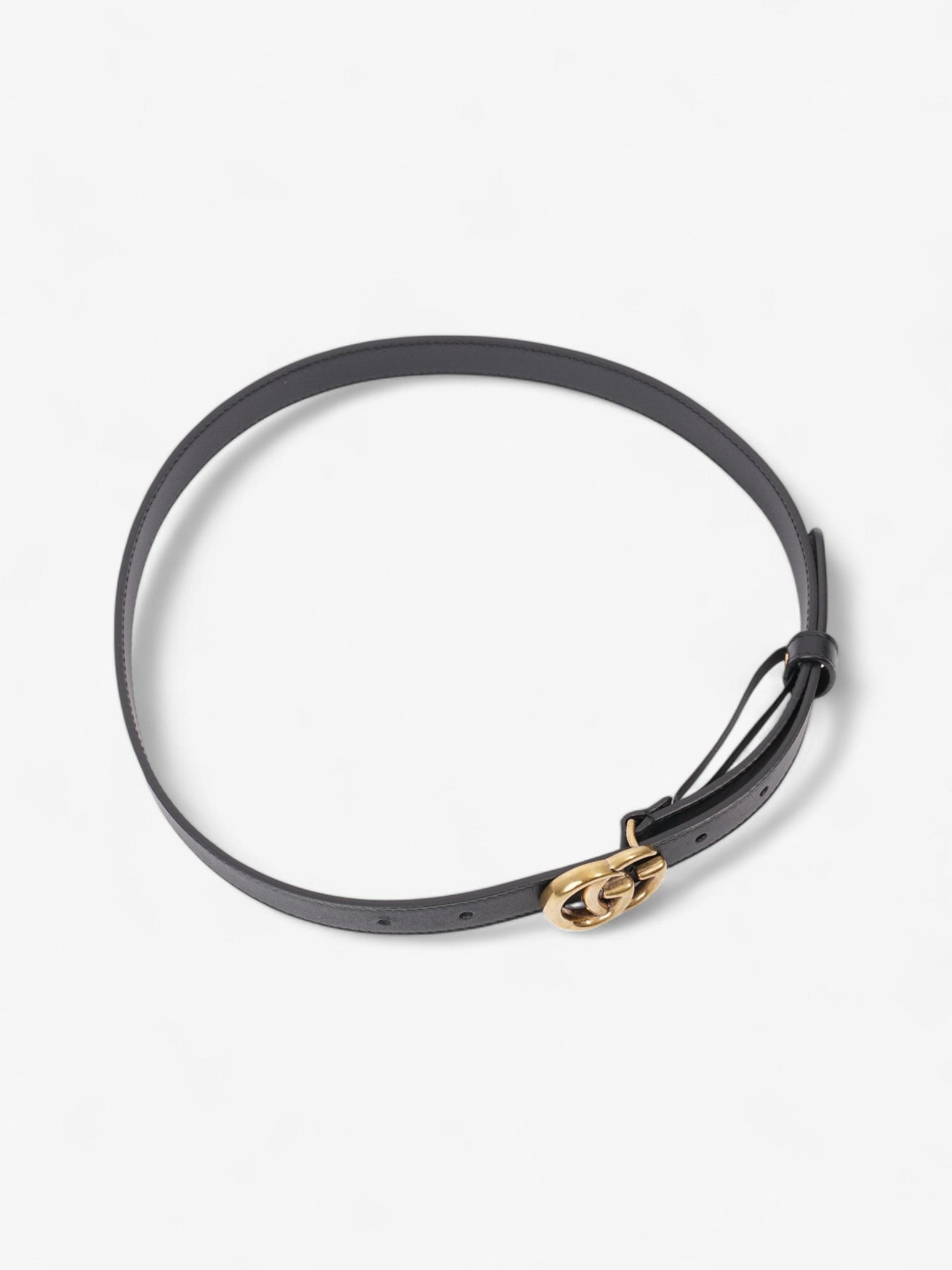 Gucci GG Marmont Thin Belt Black / Gold Leather 70cm / 28"