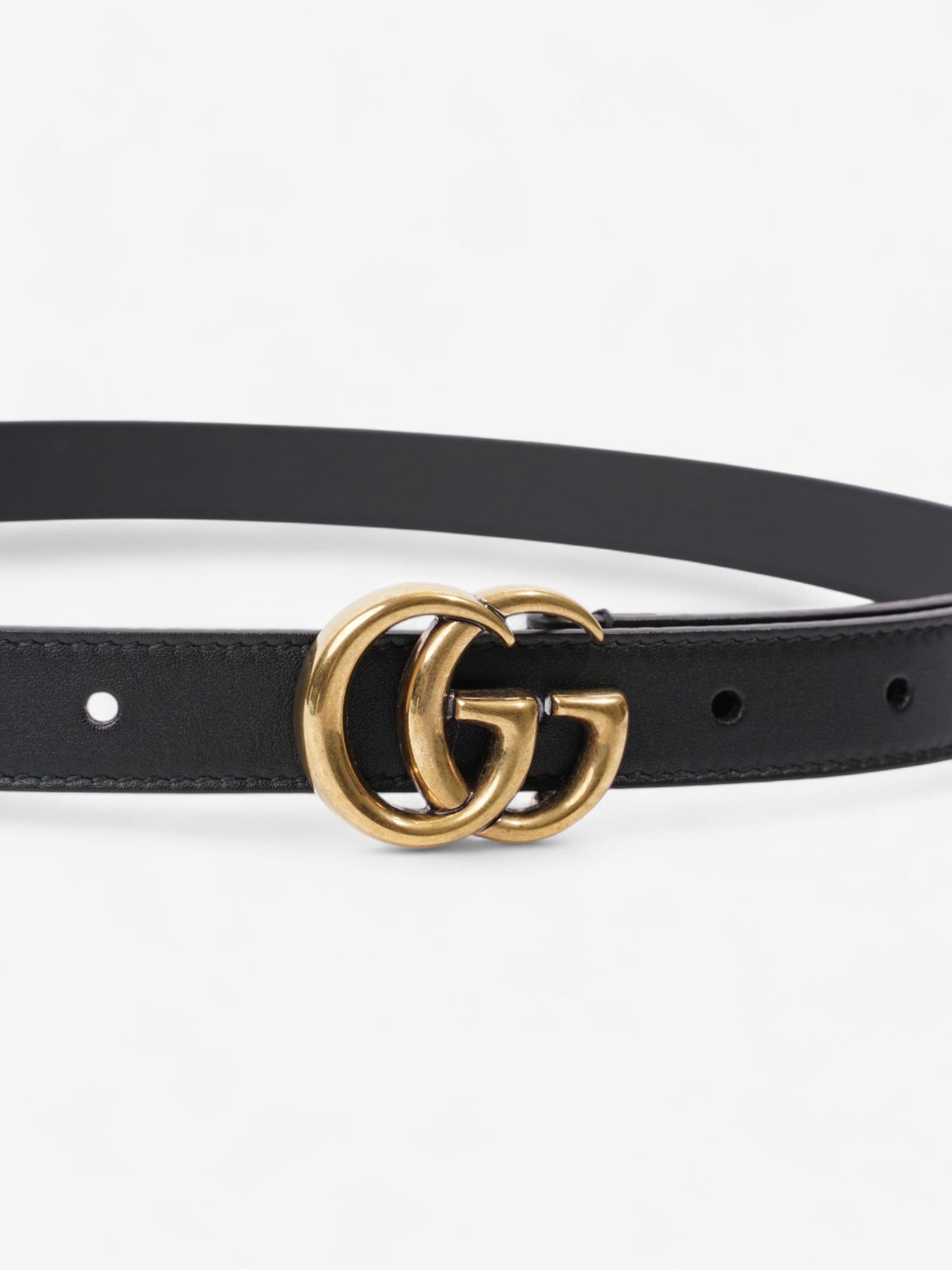 Gucci GG Marmont Thin Belt Black / Gold Leather 70cm / 28"