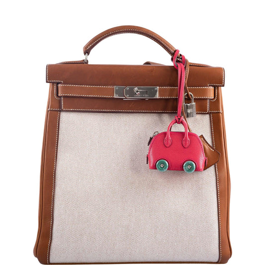 Hermès Bolide on Wheels Charm Rose Extreme, Vert Vertigo Chèvre Chamkila Goatskin Palladium Hardware