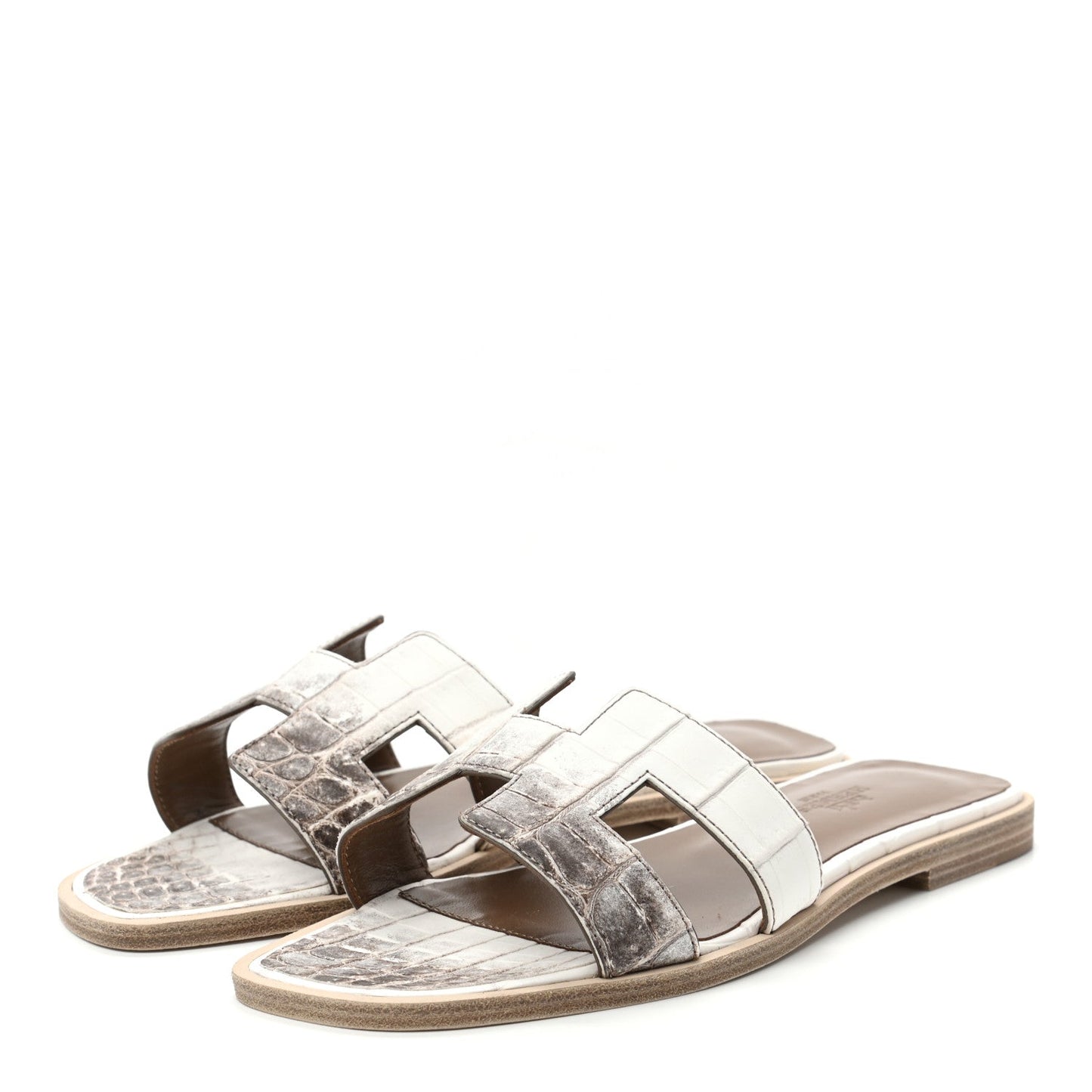 Hermès Himalayan Oran Sandals Matte Niloticus Crocodile 36 Blanc