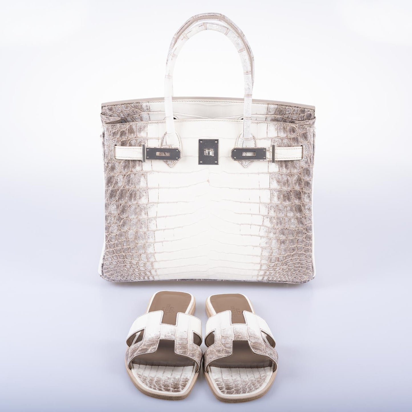 Hermès Himalayan Oran Sandals Matte Niloticus Crocodile 37 Blanc