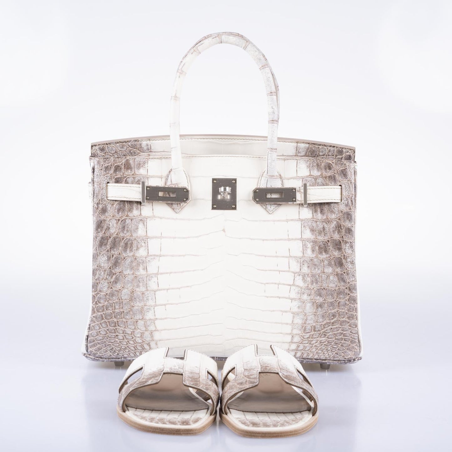 Hermès Himalayan Oran Sandals Matte Niloticus Crocodile 37 Blanc