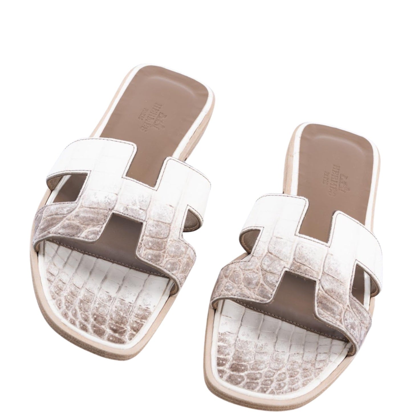 Hermès Himalayan Oran Sandals Matte Niloticus Crocodile 37 Blanc