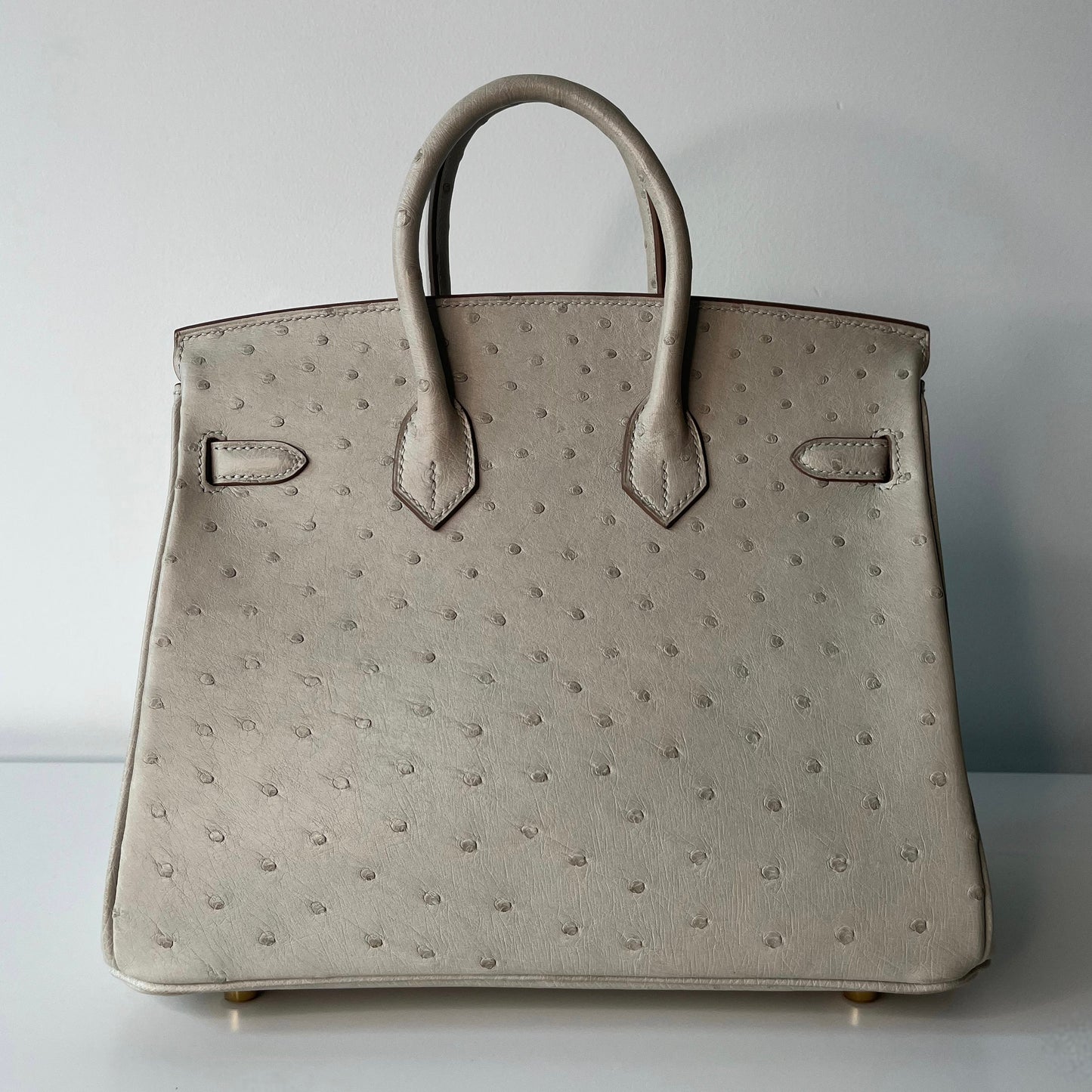 Hermes Birkin 25 Gris Perle Ostrich Gold Hardware