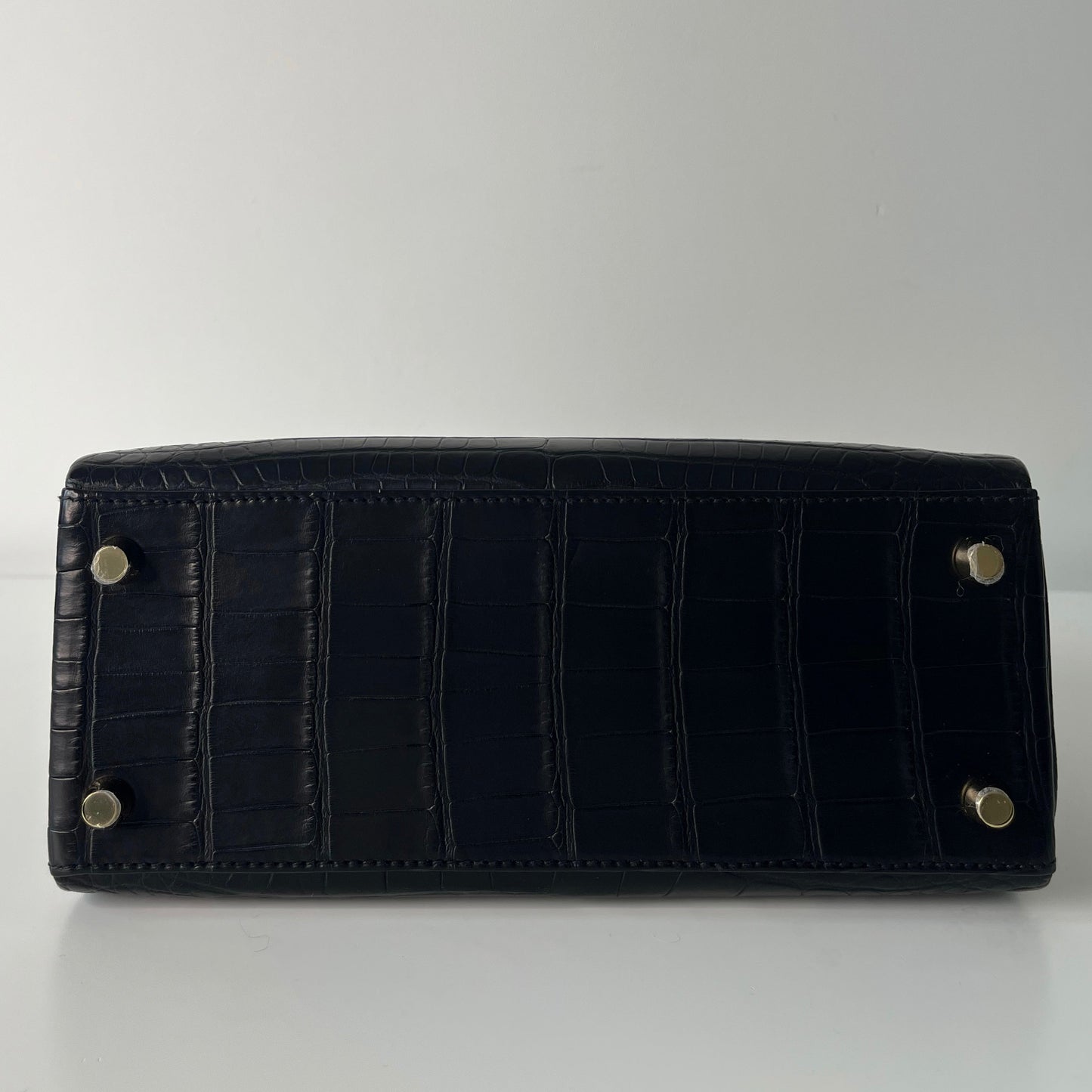 Hermes Kelly 25 Black Matte Crocodile Gold Hardware