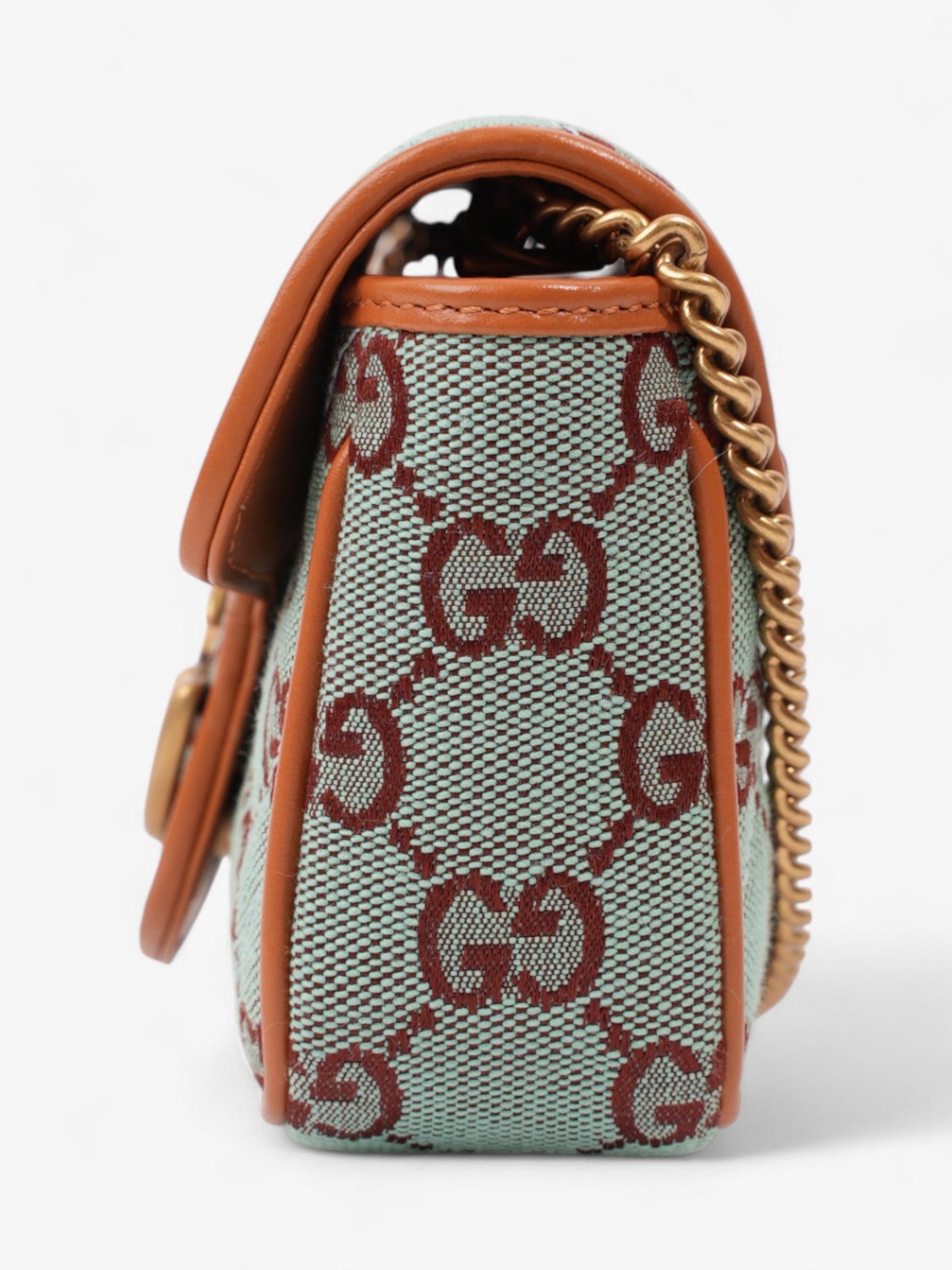 Gucci GG Shoulder Bag Pale Blue / Brown Canvas Super Mini