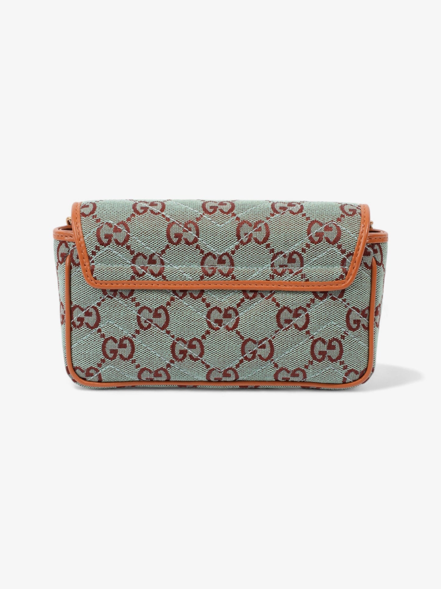 Gucci GG Shoulder Bag Pale Blue / Brown Canvas Super Mini