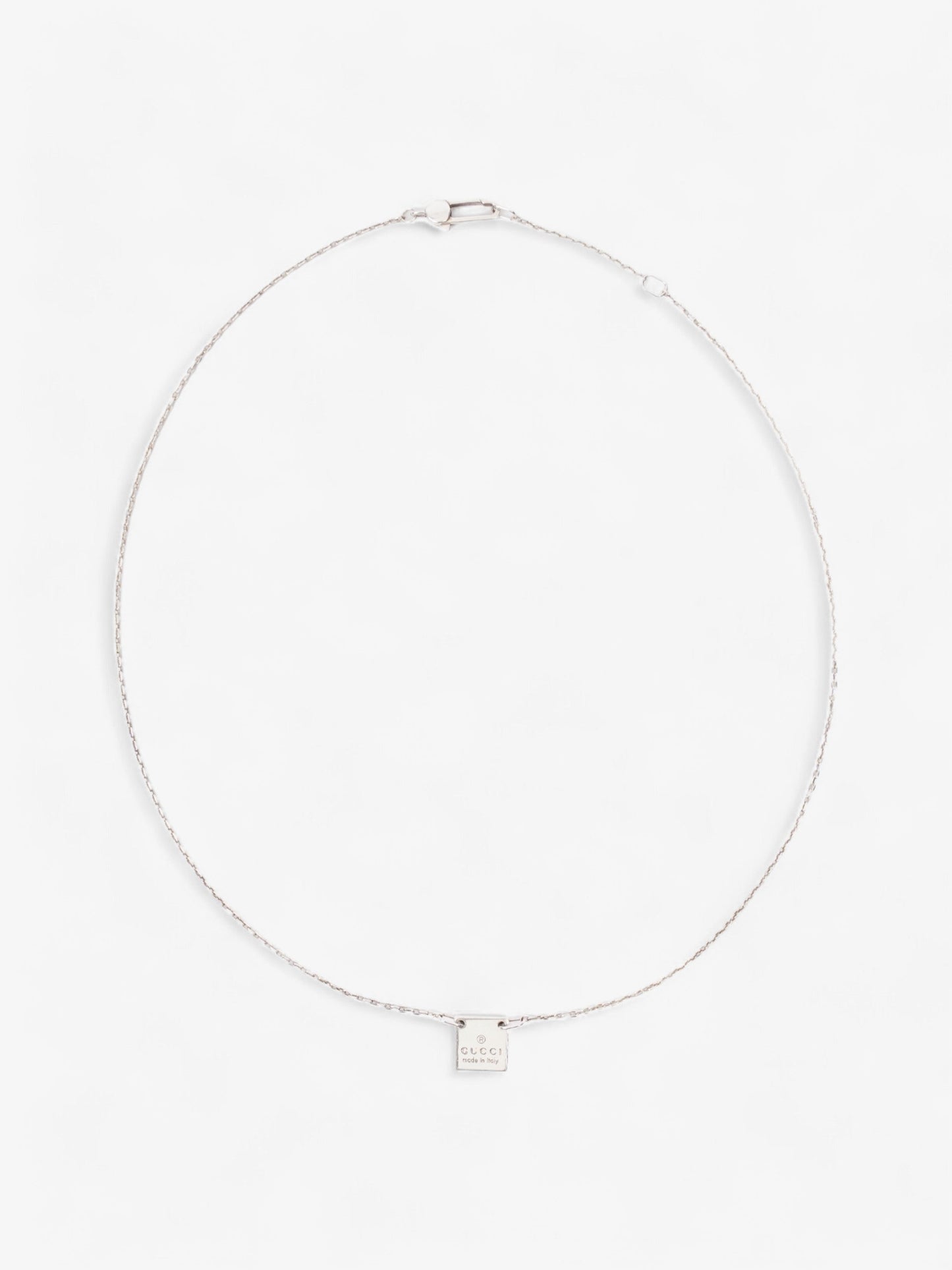 Gucci Logo Pendant Necklace Silver Silver Sterling