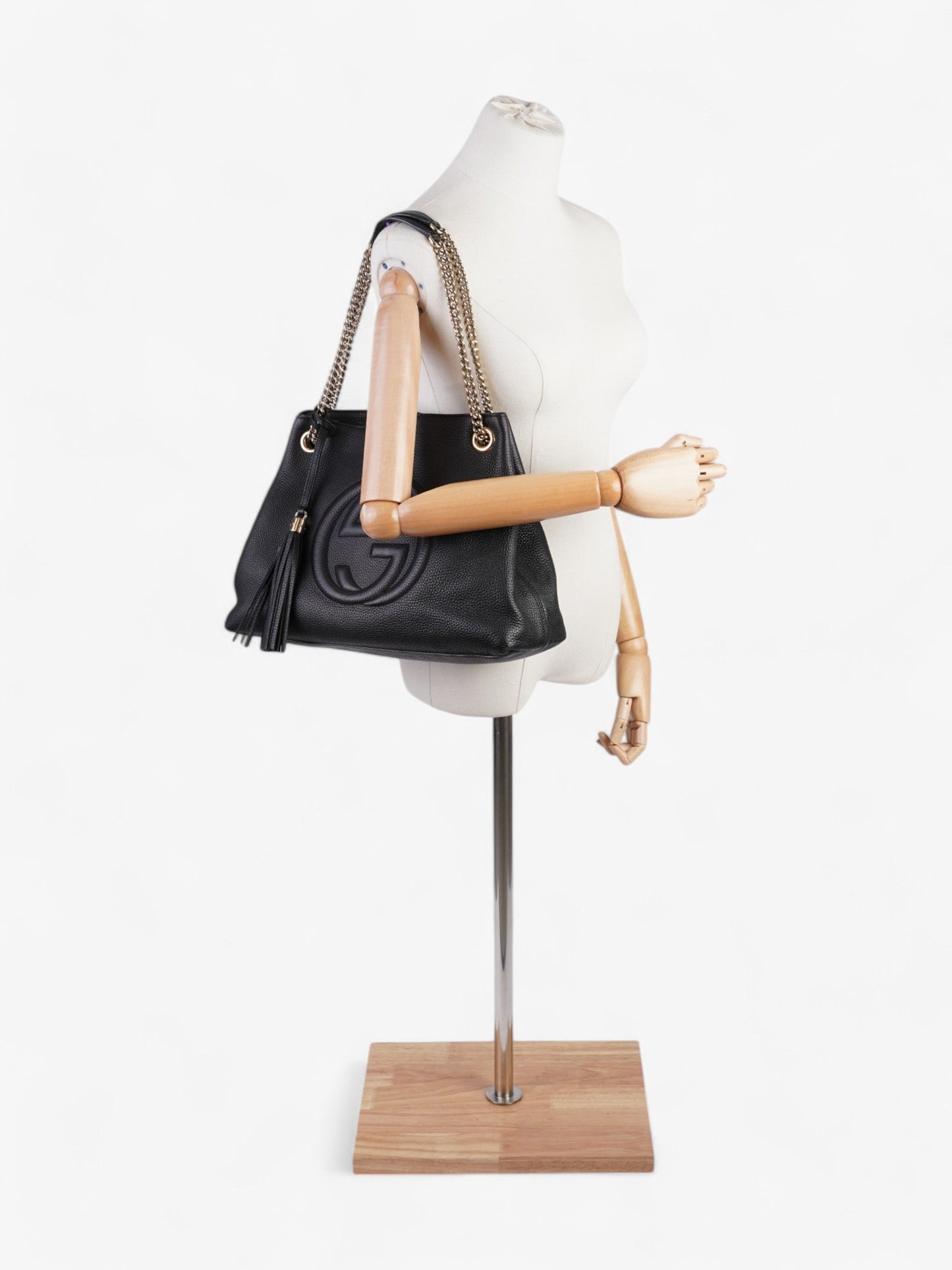 Gucci Soho Chain Tote Black Grained Leather Medium