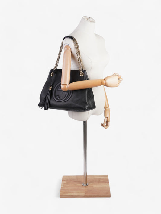 Gucci Soho Chain Tote Black Grained Leather Medium