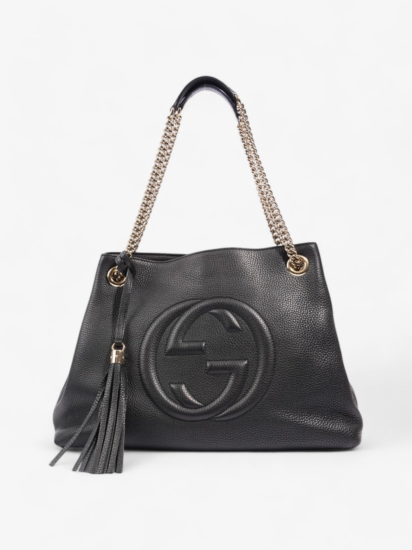 Gucci Soho Chain Tote Black Grained Leather Medium