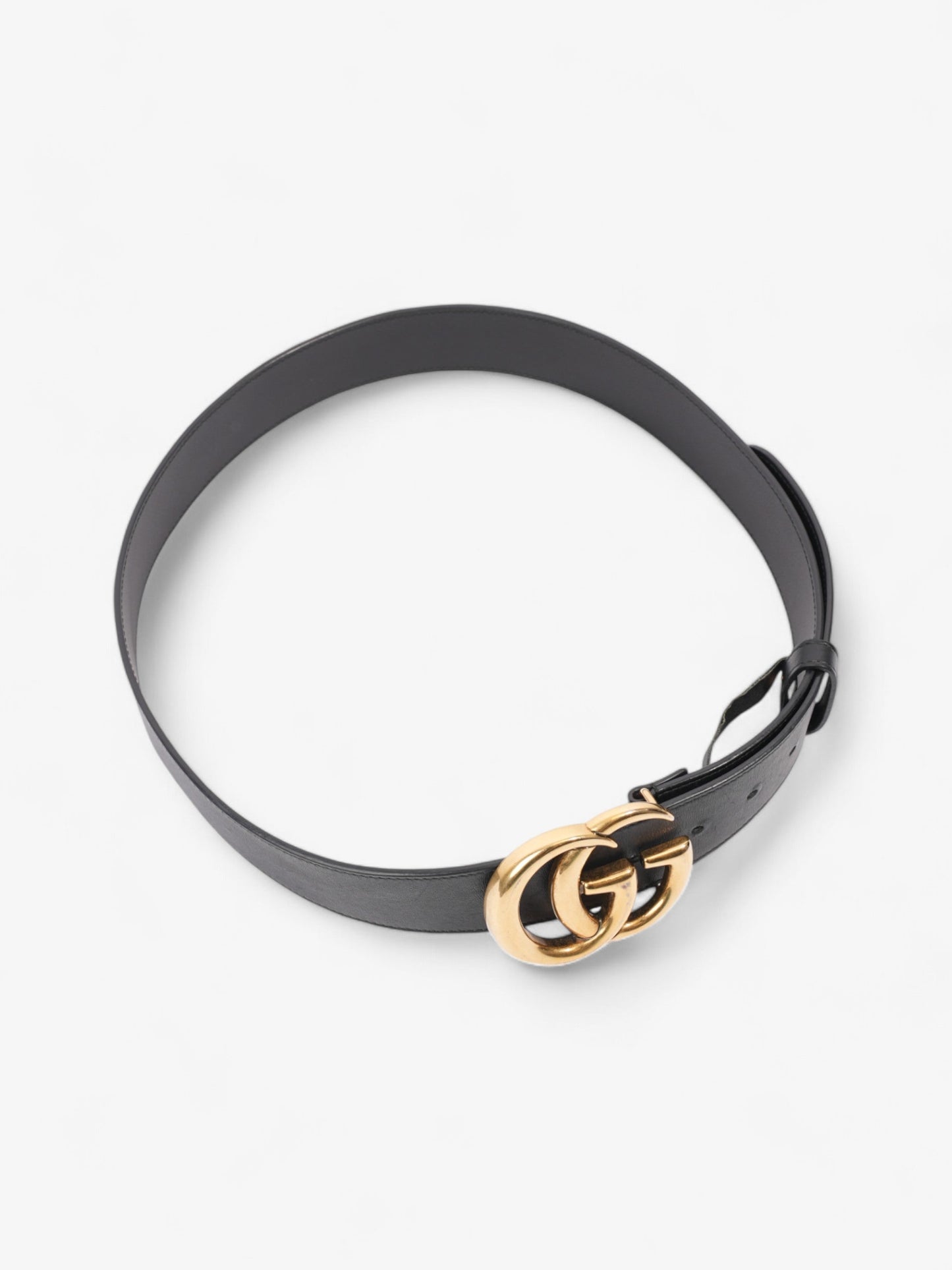 Gucci GG Marmont 2015 Re-Edition Wide Belt Black / Gold Leather 90cm / 36"