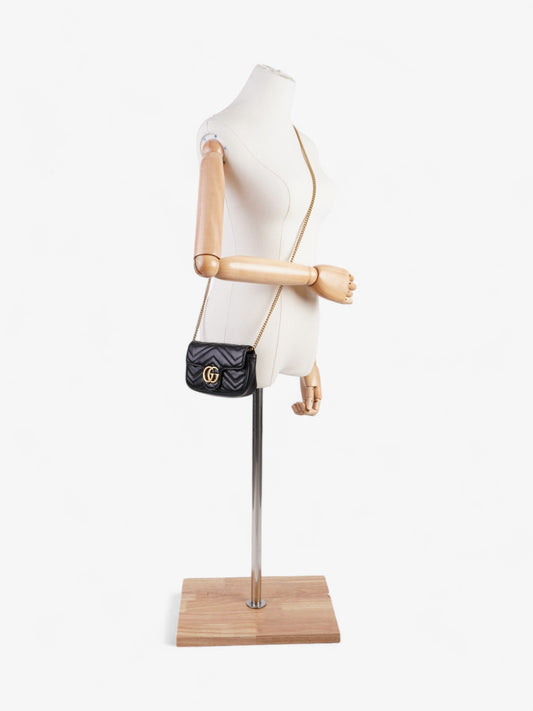 Gucci GG Marmont Black Matelasse Leather Super Mini