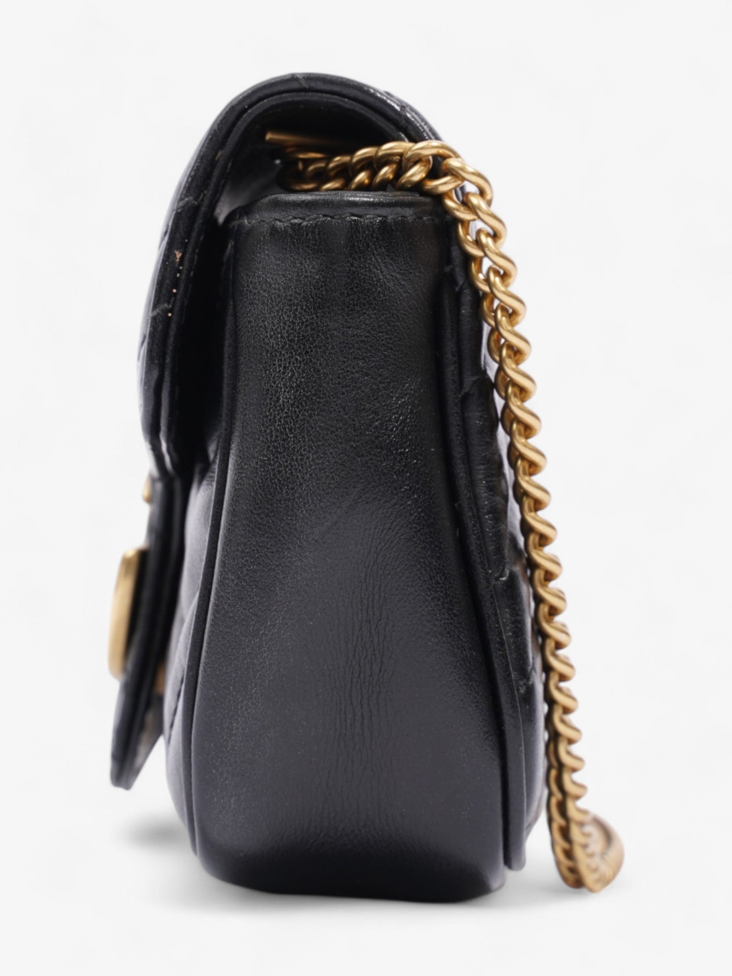 Gucci GG Marmont Black Matelasse Leather Super Mini