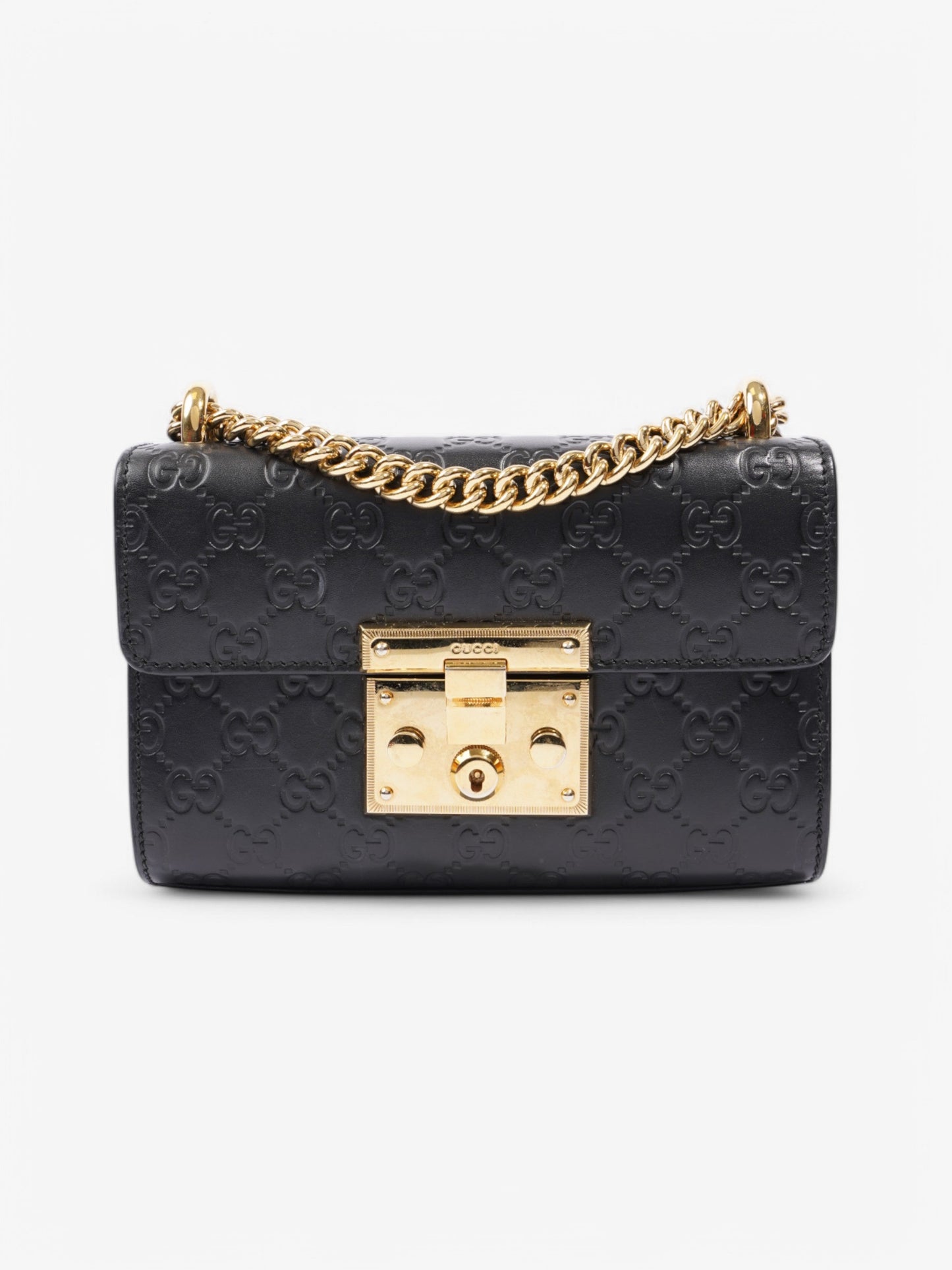 Gucci Padlock Shoulder Bag Black Leather Small