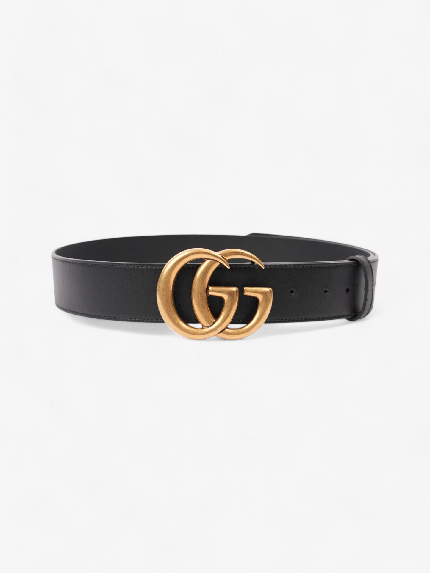 Gucci GG Marmont 2015 Re-Edition Wide Belt Black / Gold Leather 90cm / 36"