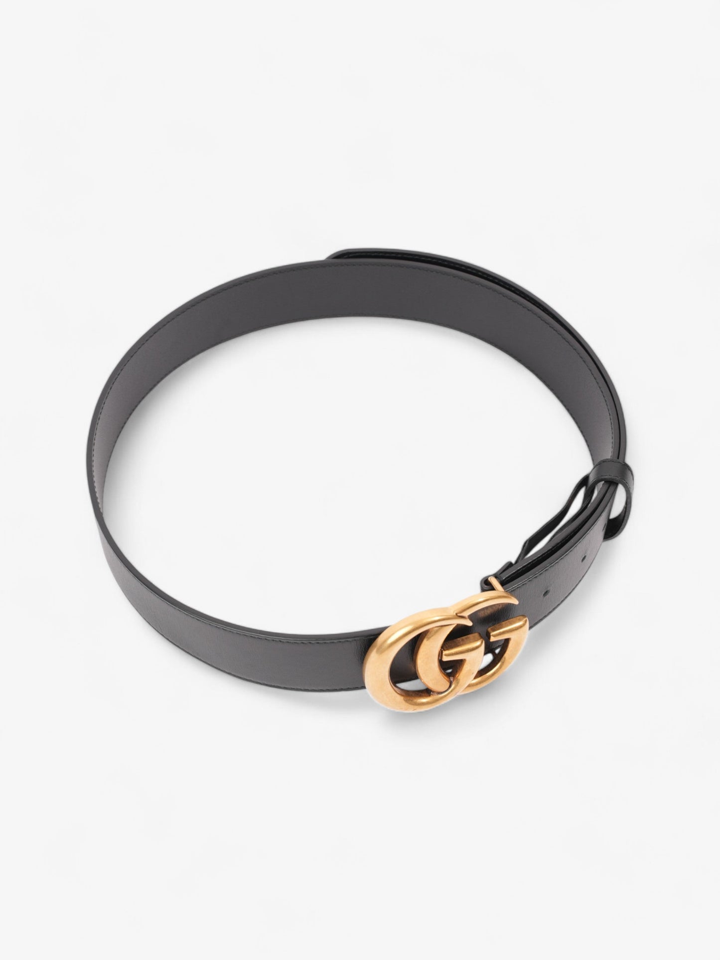 Gucci GG Marmont 2015 Re-Edition Wide Belt Black / Gold Leather 90cm / 36"