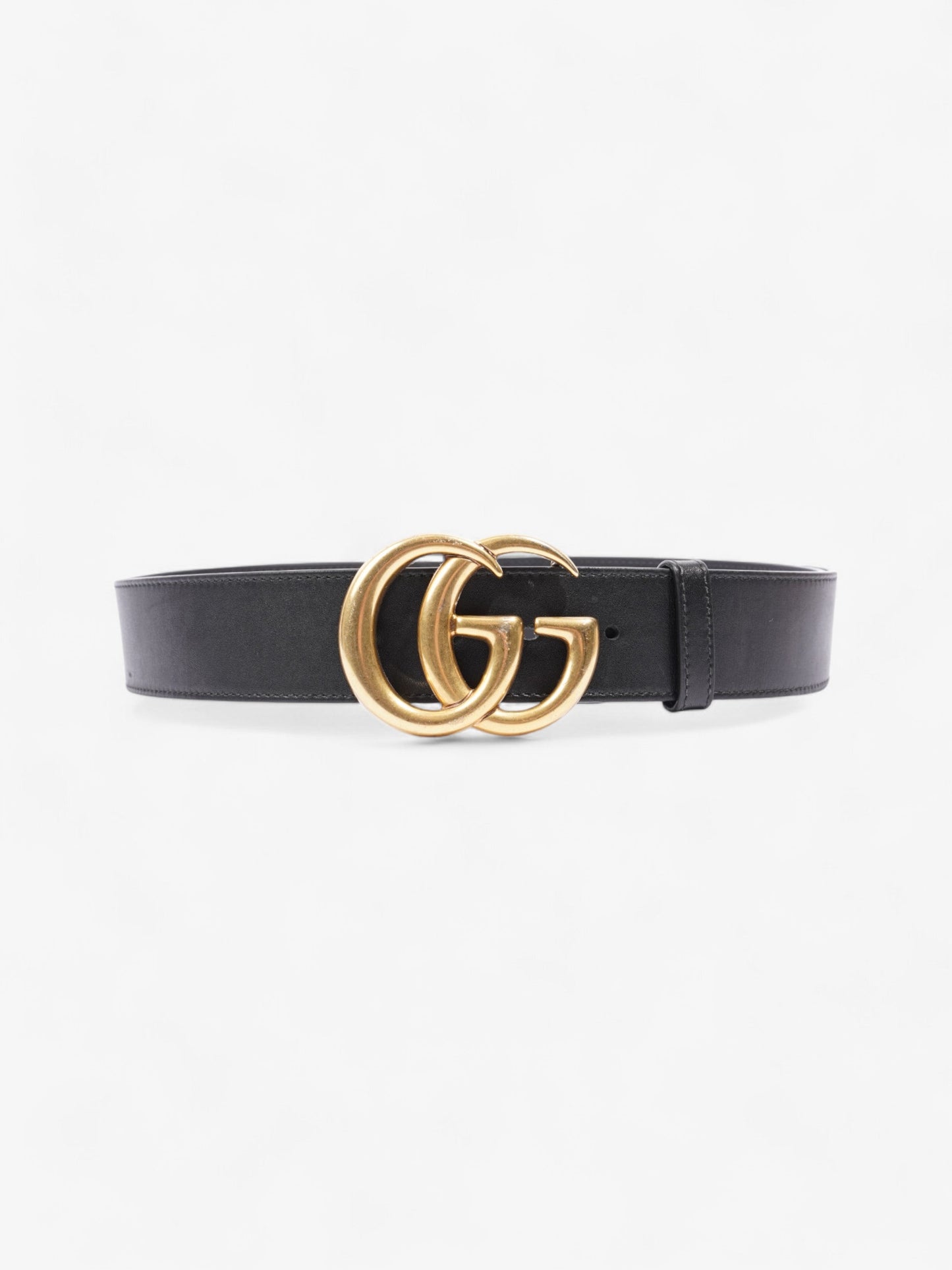 Gucci GG Marmont 2015 Re-Edition Wide Belt Black / Gold Leather 75cm / 30"