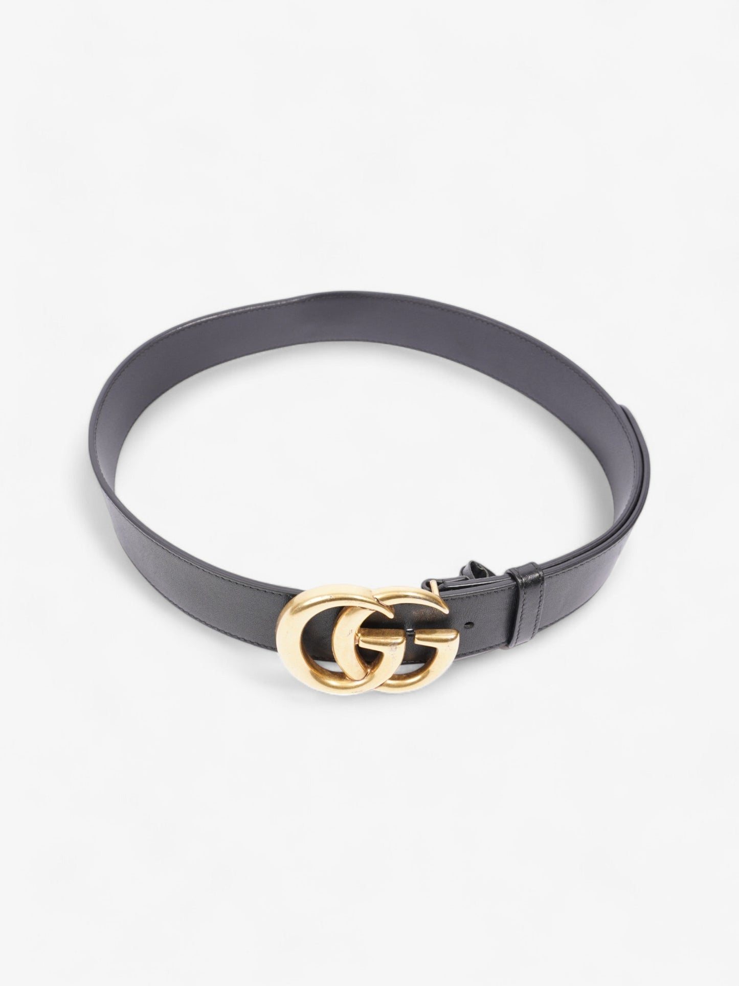 Gucci GG Marmont 2015 Re-Edition Wide Belt Black / Gold Leather 75cm / 30"