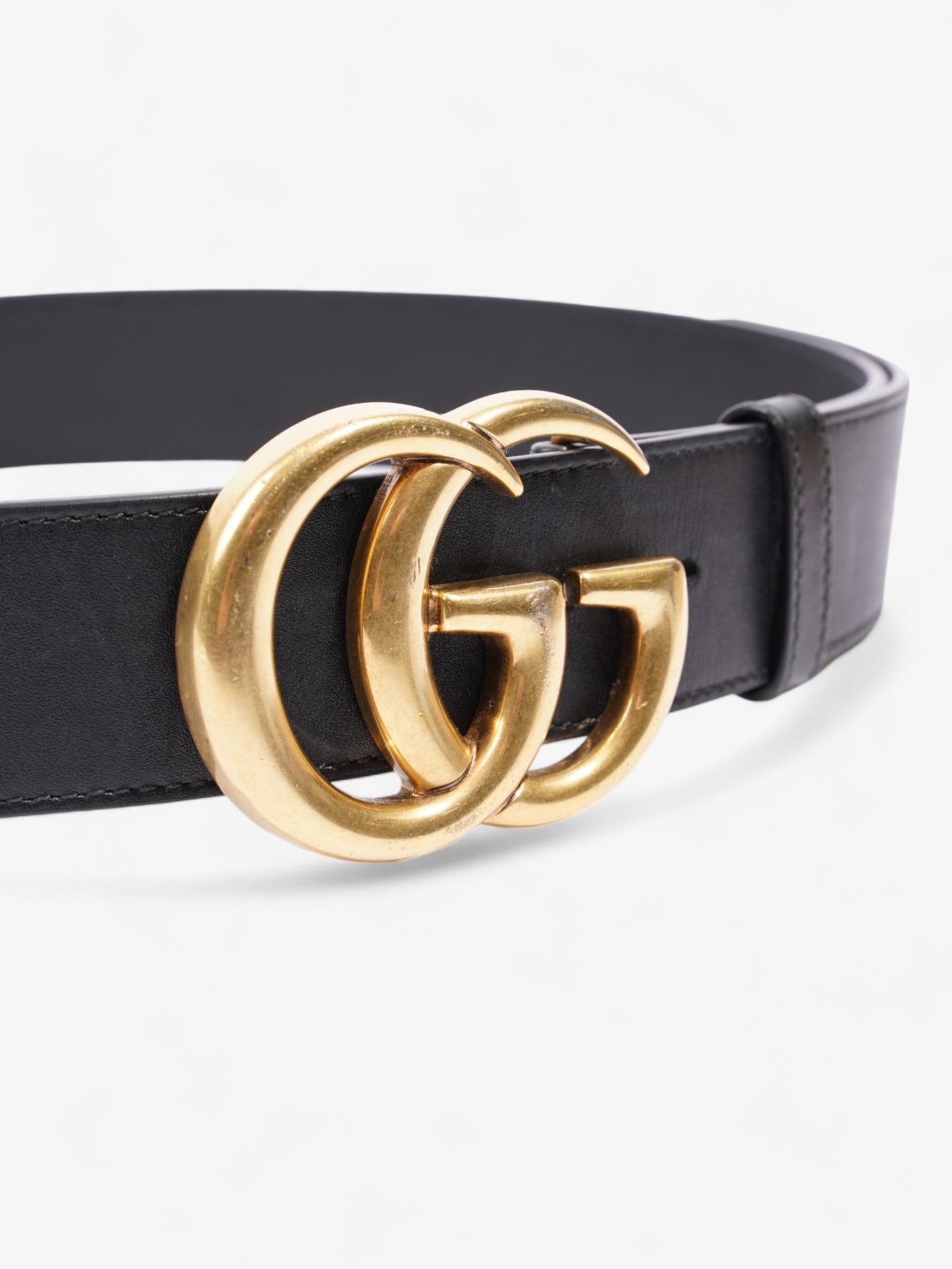 Gucci GG Marmont 2015 Re-Edition Wide Belt Black / Gold Leather 75cm / 30"