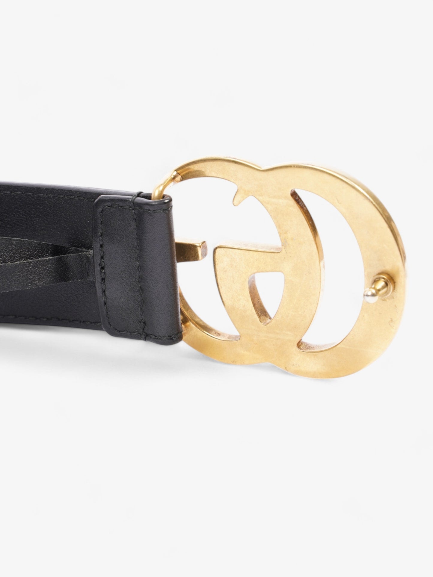 Gucci GG Marmont 2015 Re-Edition Wide Belt Black / Gold Leather 75cm / 30"