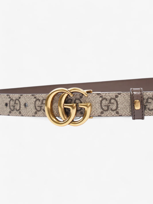 Gucci GG Marmont Reversible Thin Belt GG Supreme / Gold / Brown Canvas 70cm / 28"