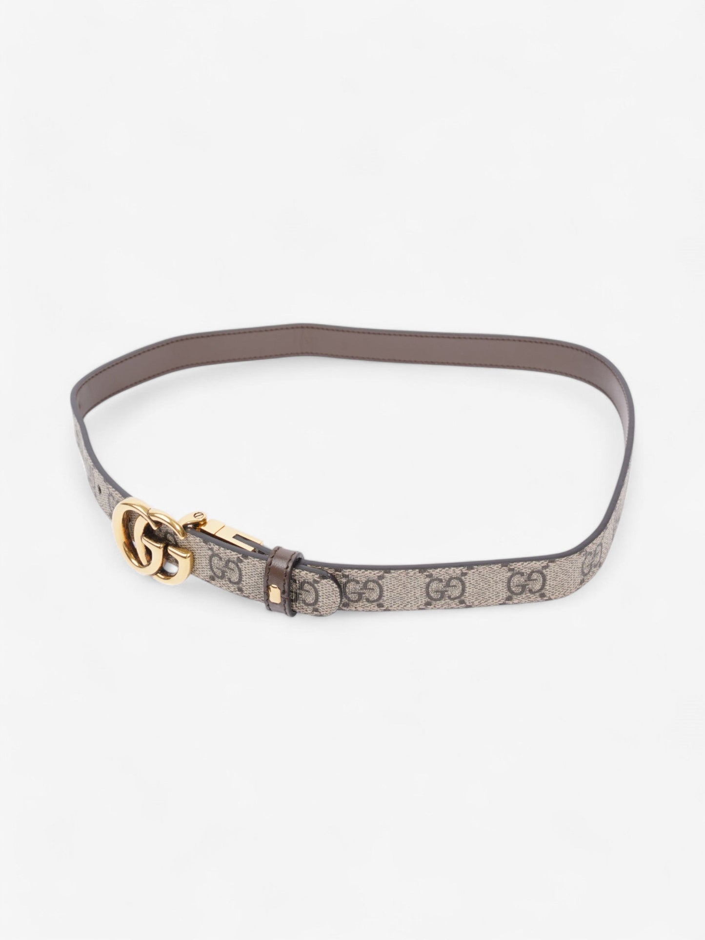 Gucci GG Marmont Reversible Thin Belt GG Supreme / Gold / Brown Canvas 70cm / 28"