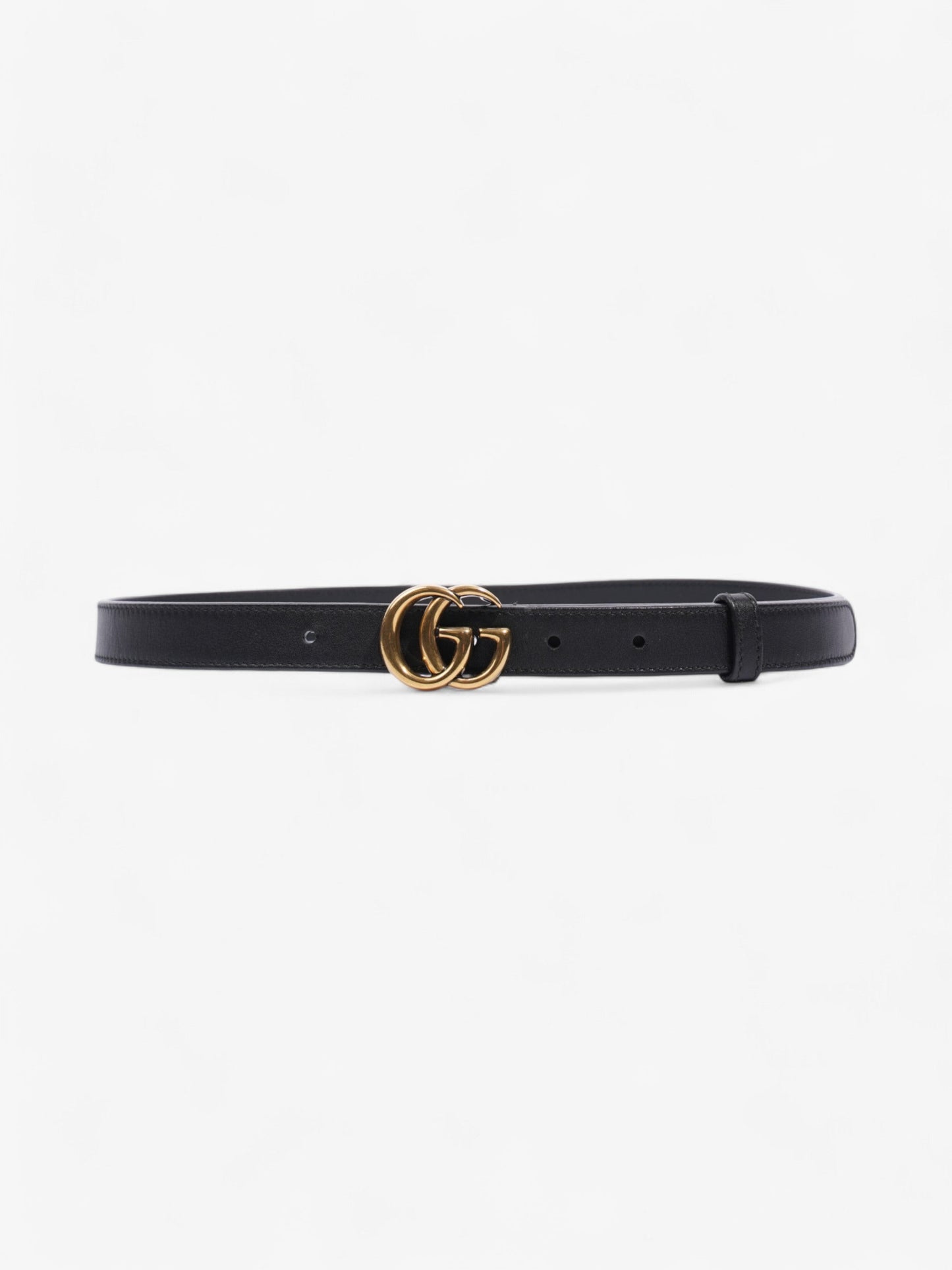 Gucci GG Marmont Thin Belt Black / Gold Leather 70cm / 28"