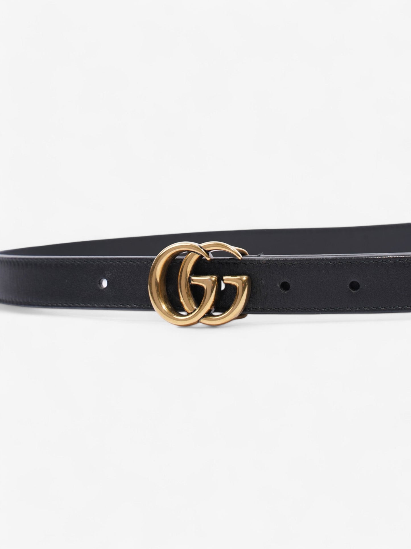 Gucci GG Marmont Thin Belt Black / Gold Leather 70cm / 28"