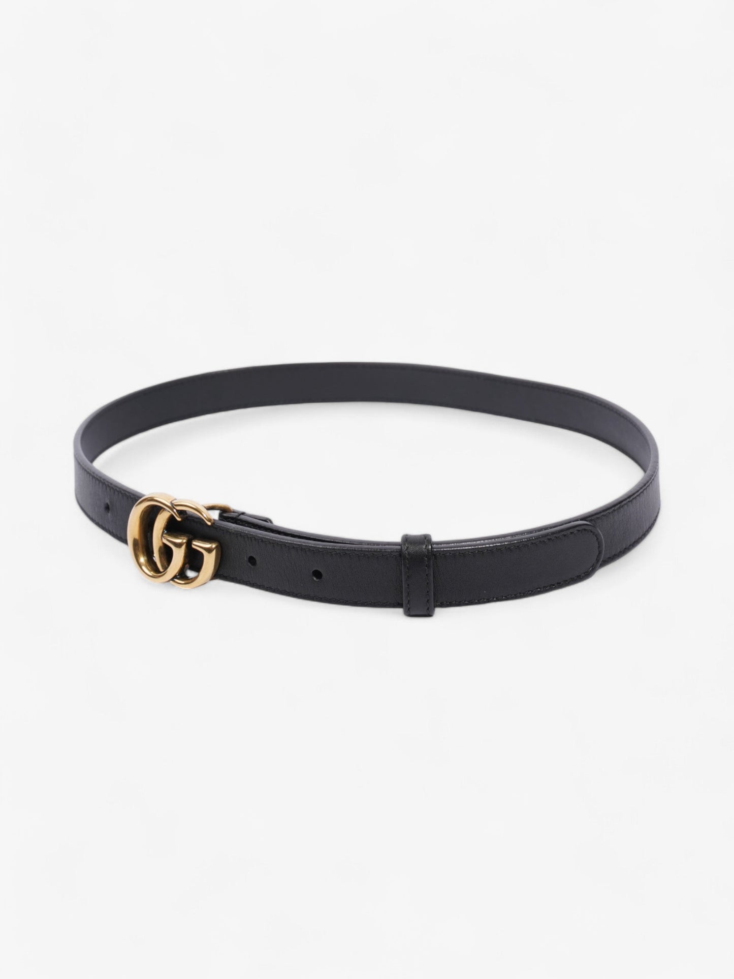 Gucci GG Marmont Thin Belt Black / Gold Leather 70cm / 28"