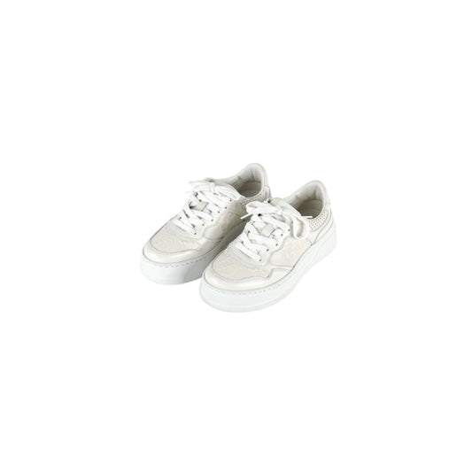 Gucci White Leather GG Embossed Perforated Leather Trainers Sneakers Size 35