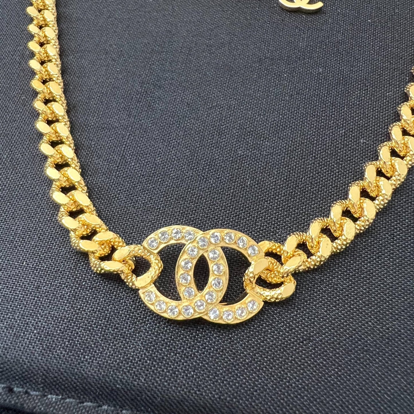 Chanel Classic Choker with Crystal Studded CC Logo in GHW (Model: AB8930)