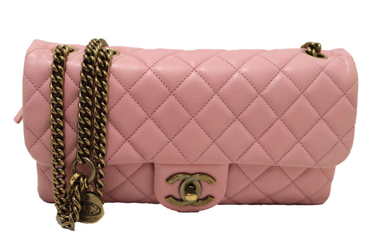 Chanel Pink Calfskin Leather Zipped Back Pocket Calfskin Flap B | Havik Shop.com - Shop Now at Havik Shop.com