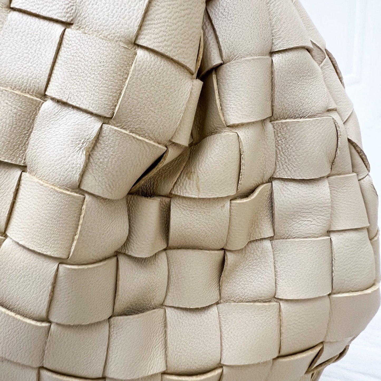 Bottega Veneta Teen (Current Small) Jodie Hobo Bag in Porridge (Light Beige) Intrecciato Lambskin and GHW