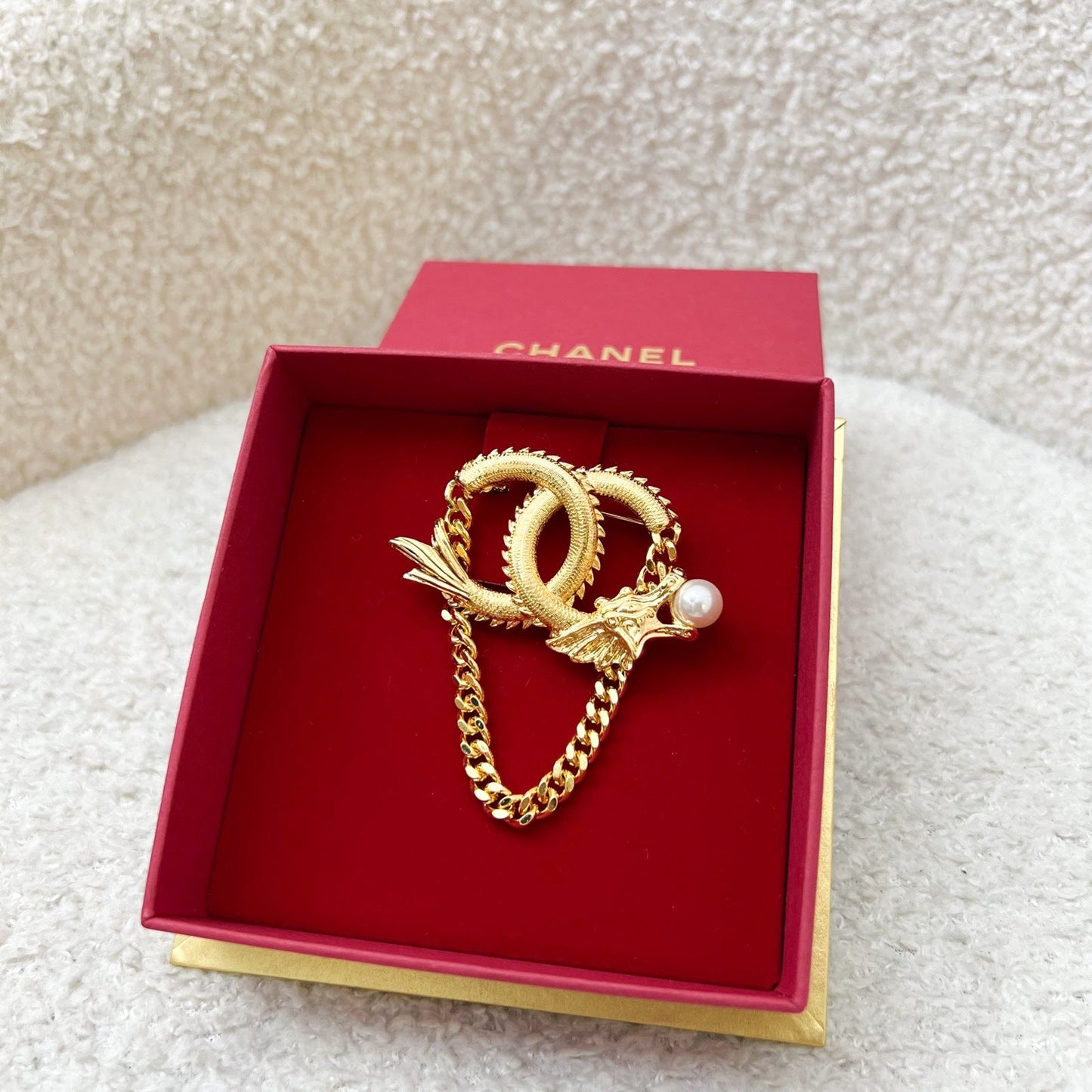 Chanel Chinese New Year CNY 2024 VIP Gift Dragon Brooch with Pearl in GHW